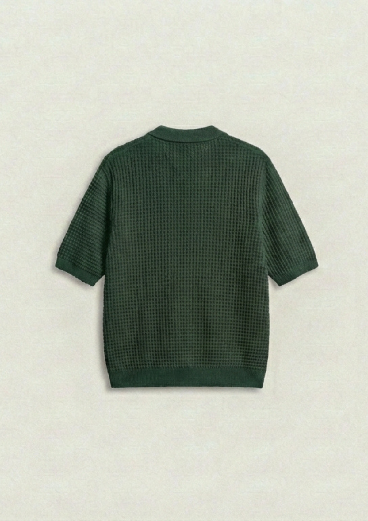 2 Piece Waffle Knit Polo T-Shirt (Brown – Bottle Green)