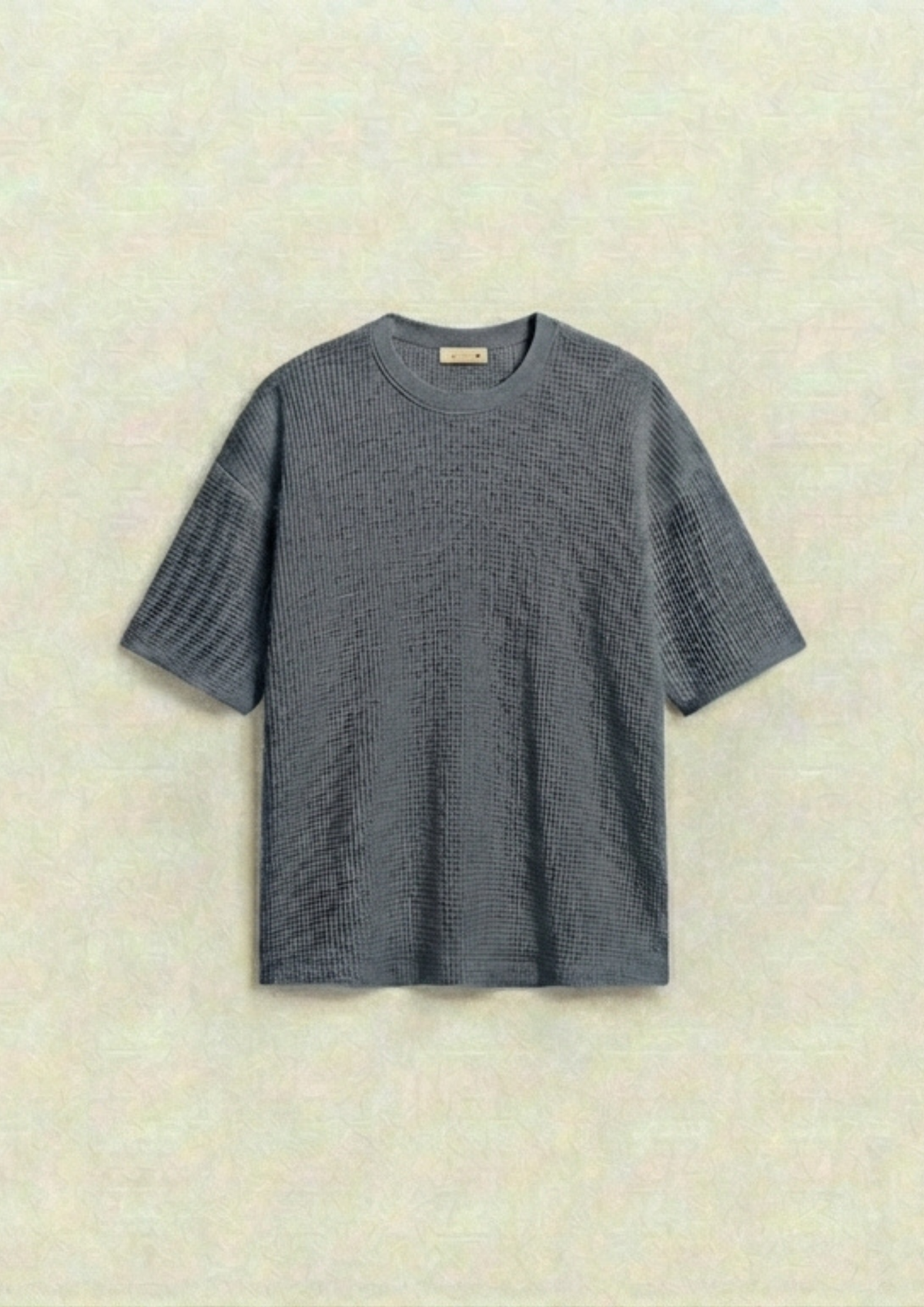 Pack of 2 – Waffle Knit Oversized Tees - (Cream – Steel Gray)