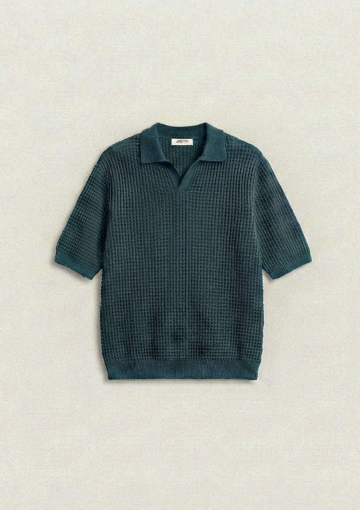 2 Piece Waffle Knit Polo T-Shirt (Navy Blue – Dark Teal)