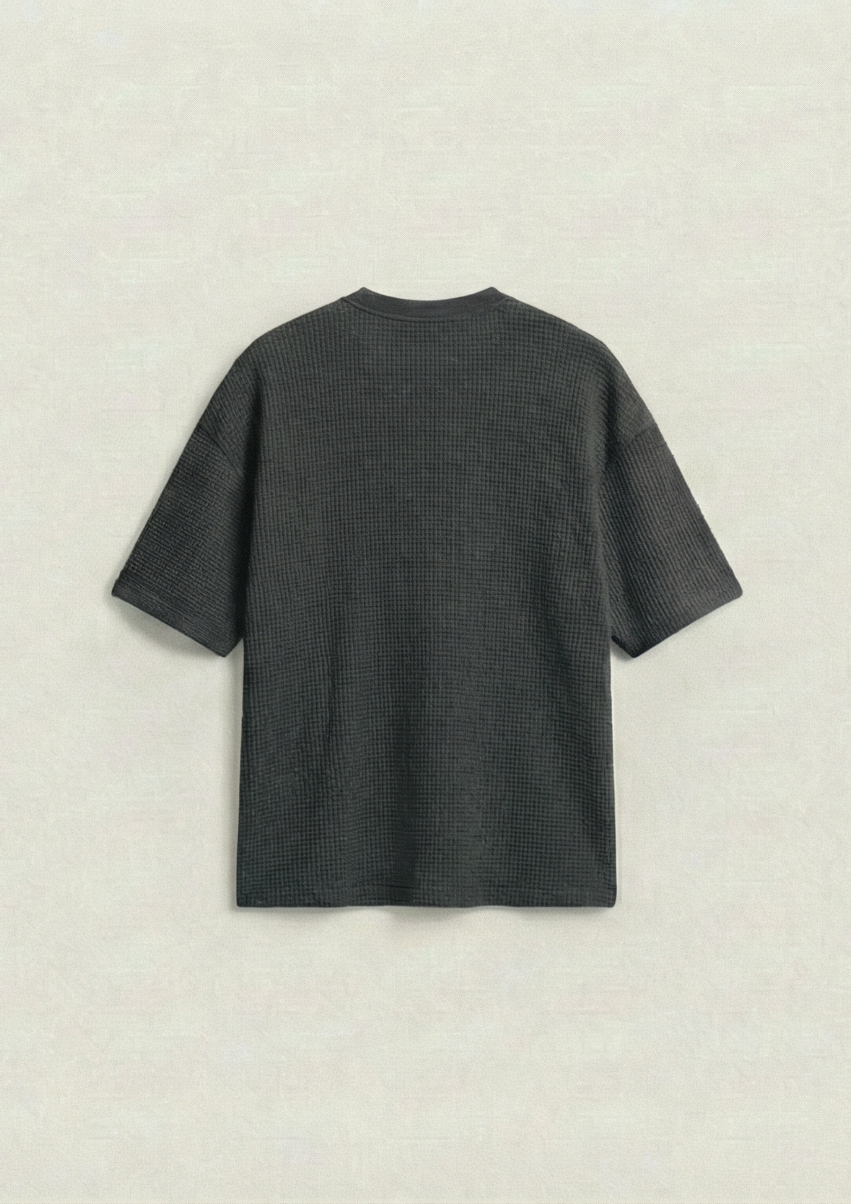 Waffle Knit Oversized Tees - Charcoal