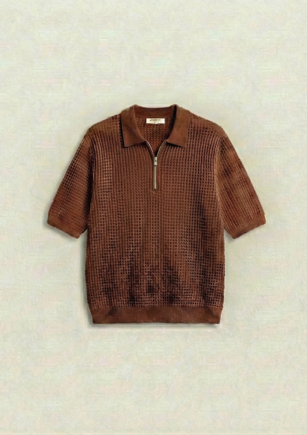 Pack of 2 – Waffle Knit Zipper Polo - (White - Rust)