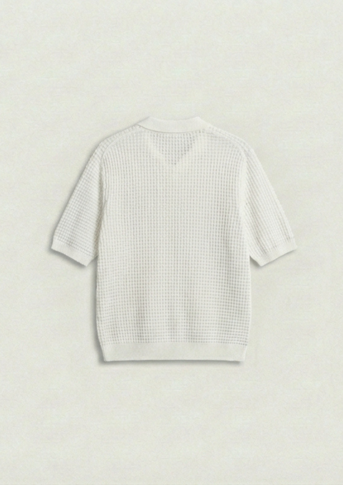 Waffle Knit Zipper Polo T-Shirt - White