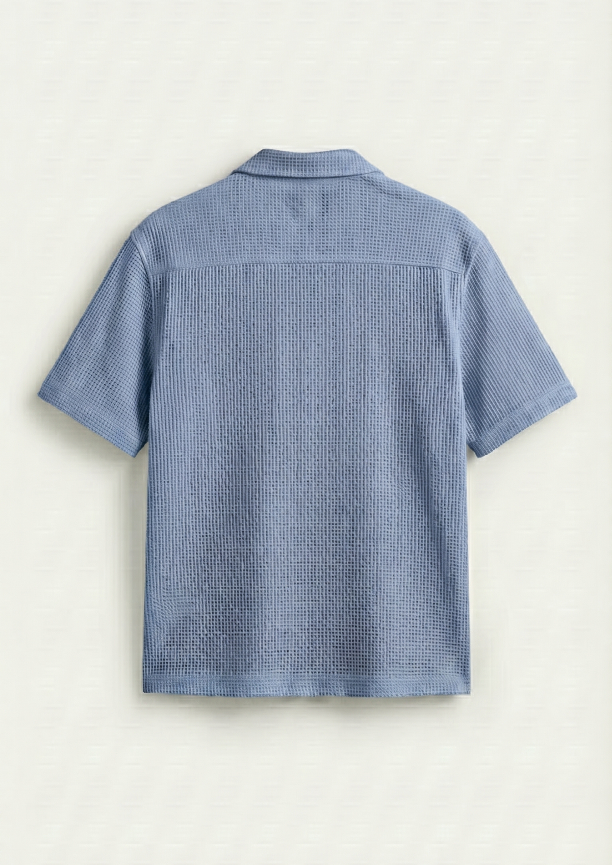 Pack Of 2 Waffle Knit Cuben Collar Shirt -(Brown – Light Blue)