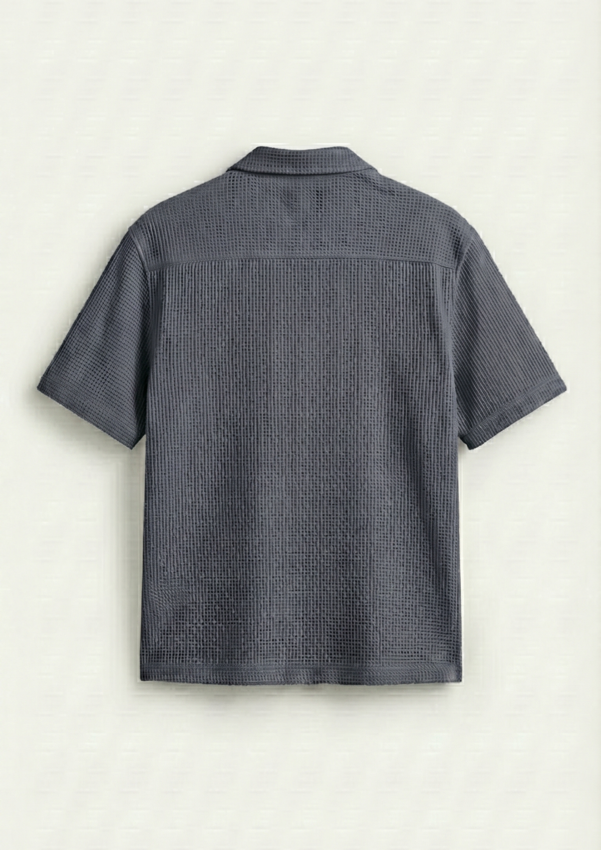 Pack Of 2 Waffle Knit Cuben Collar Shirt - (White - Charcoal)