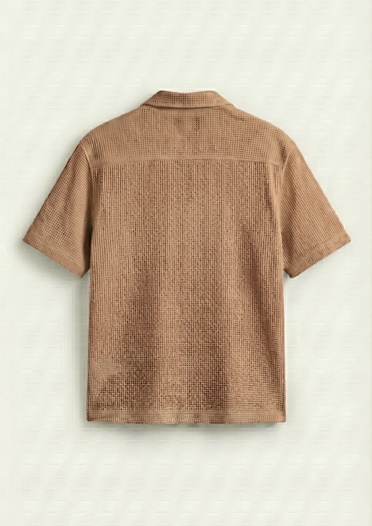 Pack Of 2 Waffle Knit Cuben Collar Shirt -(Maroon – Desert Sand)