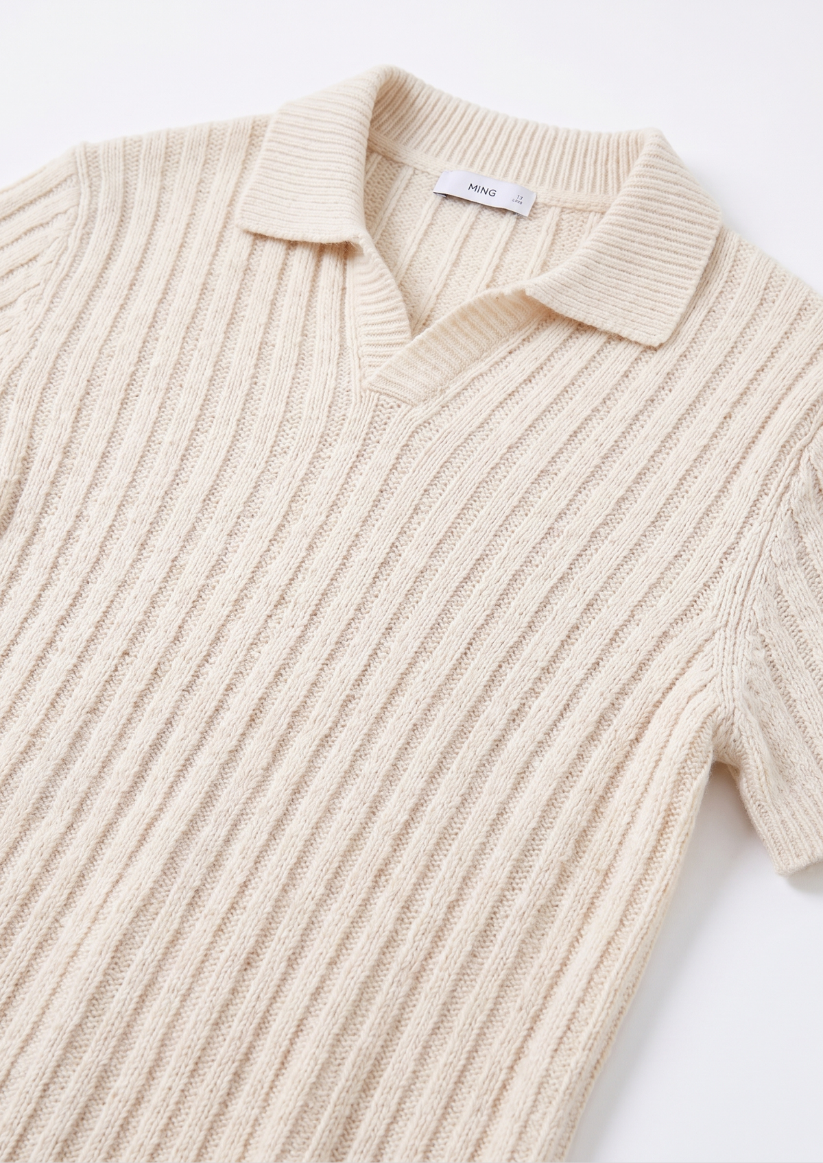 Cream Premium Ribbed Knit Polo
