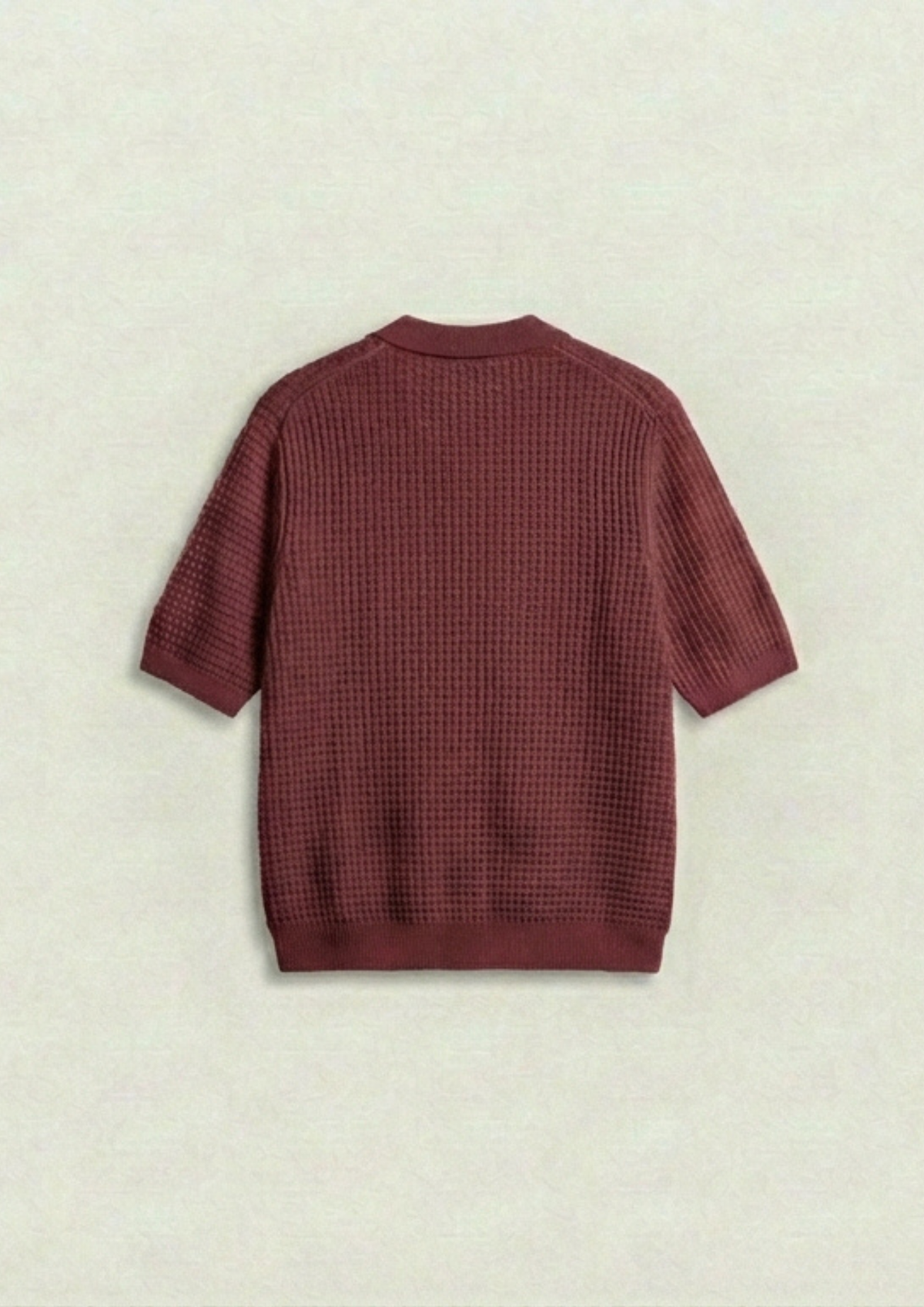 2 Piece Waffle Knit Polo T-Shirt (Steel Blue – Maroon)