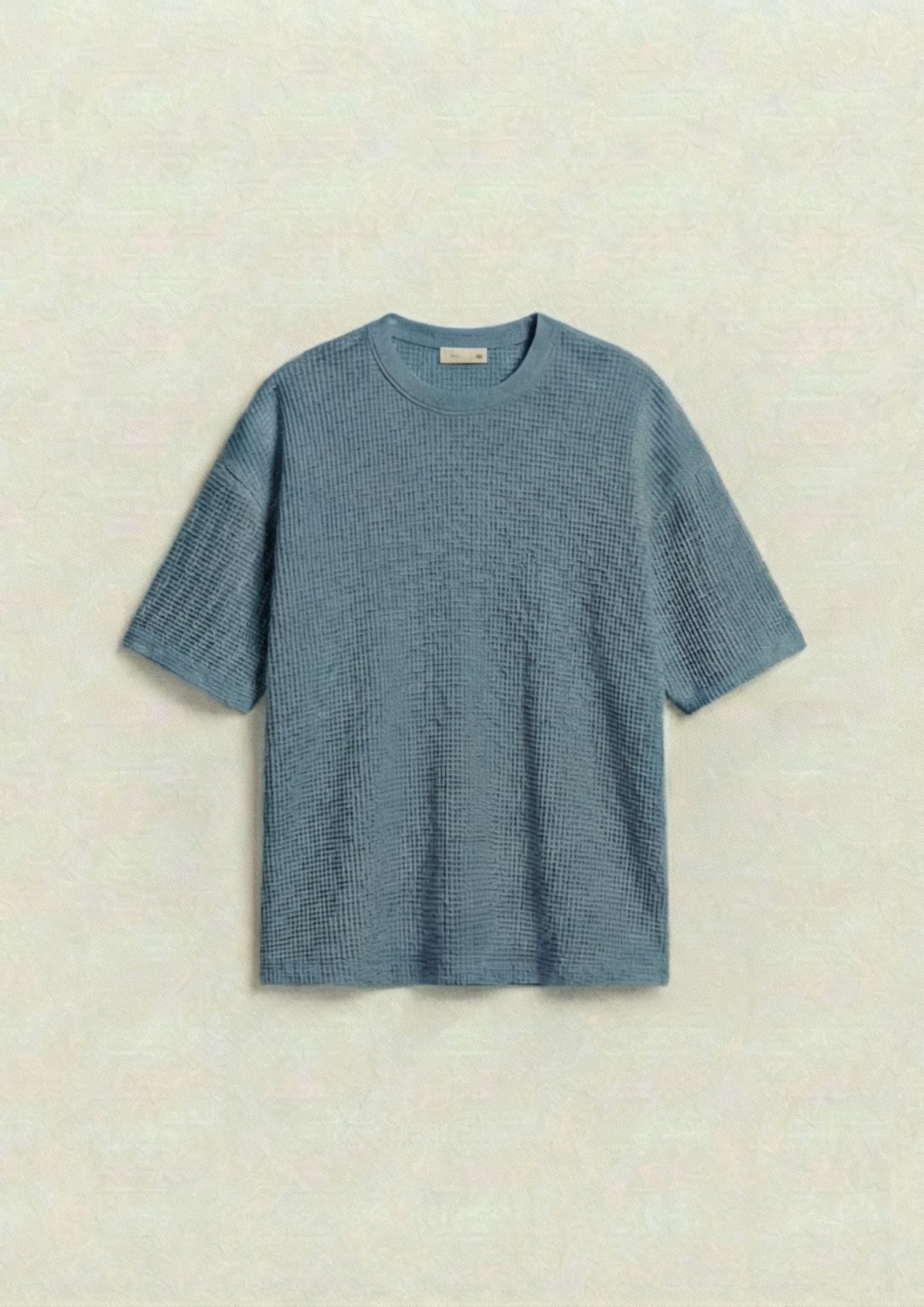 Pack of 2 – Waffle Knit Oversized Tees - (Cream – Steel Blue)
