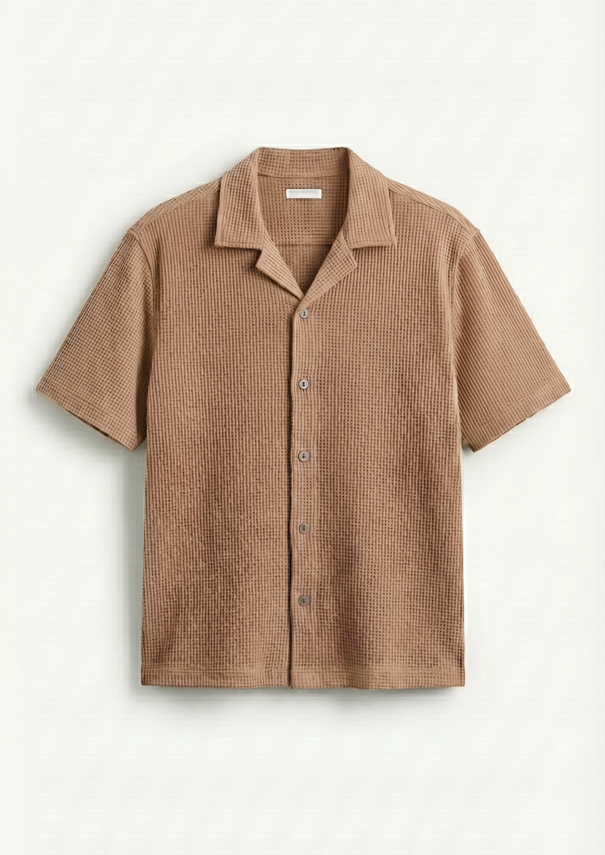 Pack Of 2 Waffle Knit Cuben Collar Shirt -(Brown – Desert Sand)
