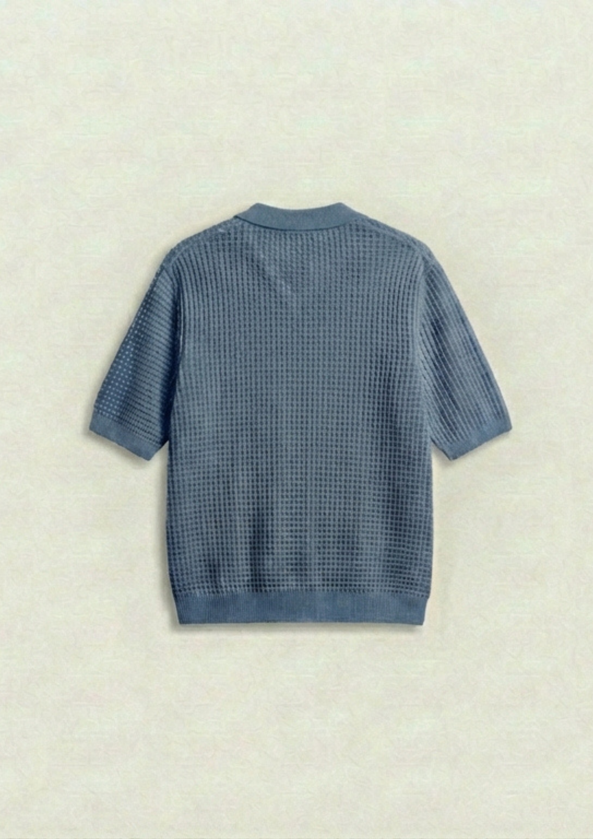 2 Piece Waffle Knit Polo T-Shirt (Steel Blue – Charcoal)