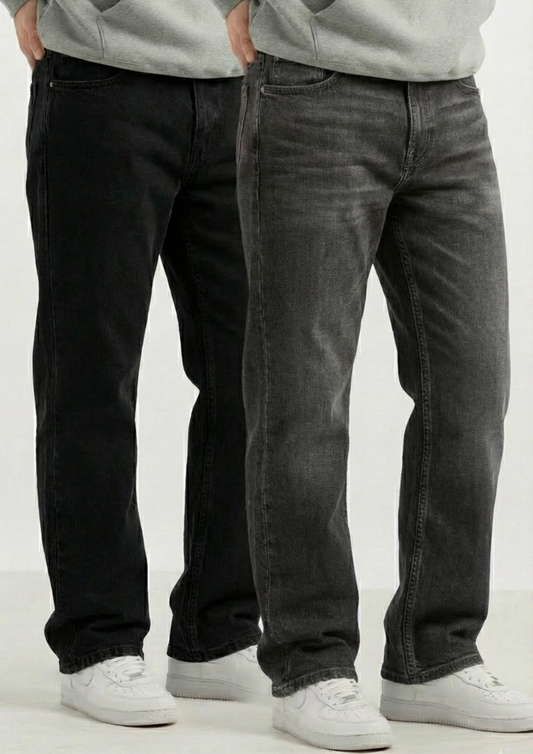 Men's Regular Fit Pack Of 2 - Jeans (Black - Dark gray)