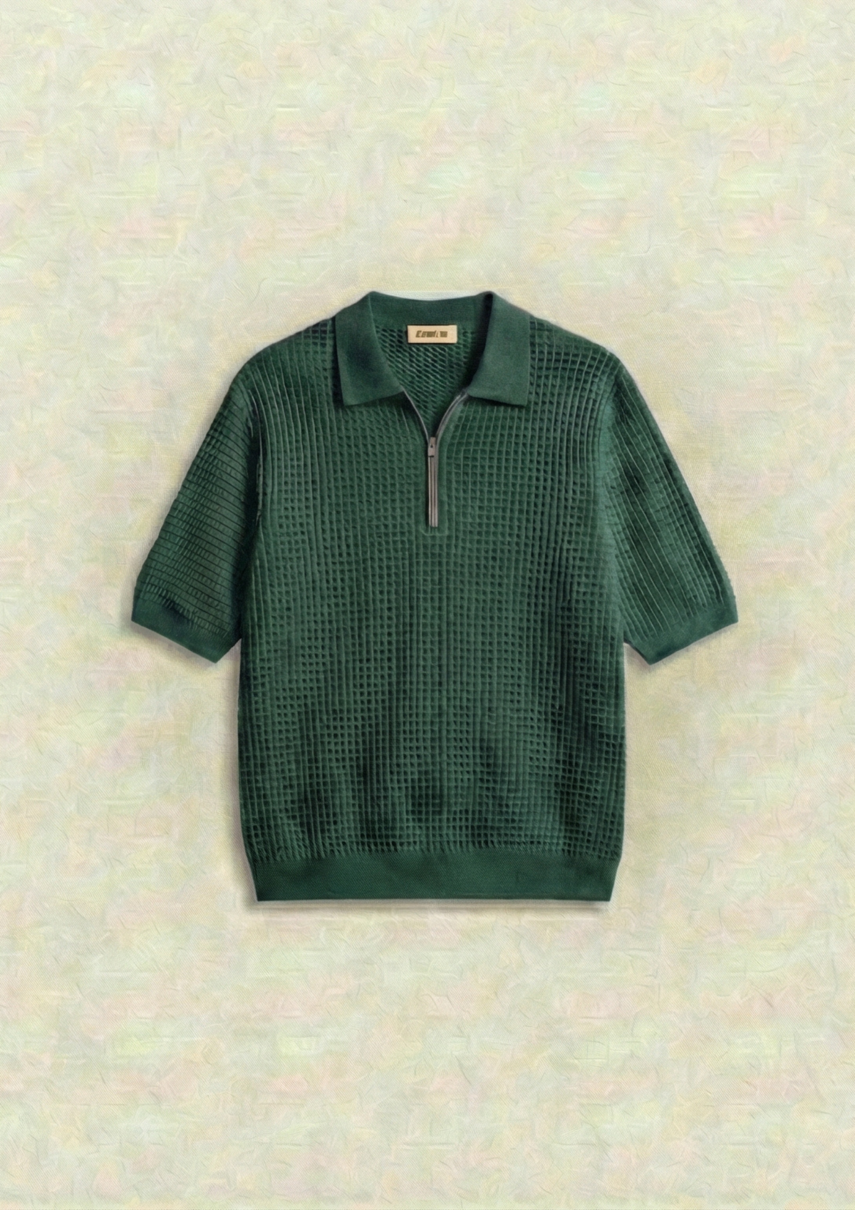 Pack of 2 – Waffle Knit Zipper Polo - (Bottle Green – Charcoal)