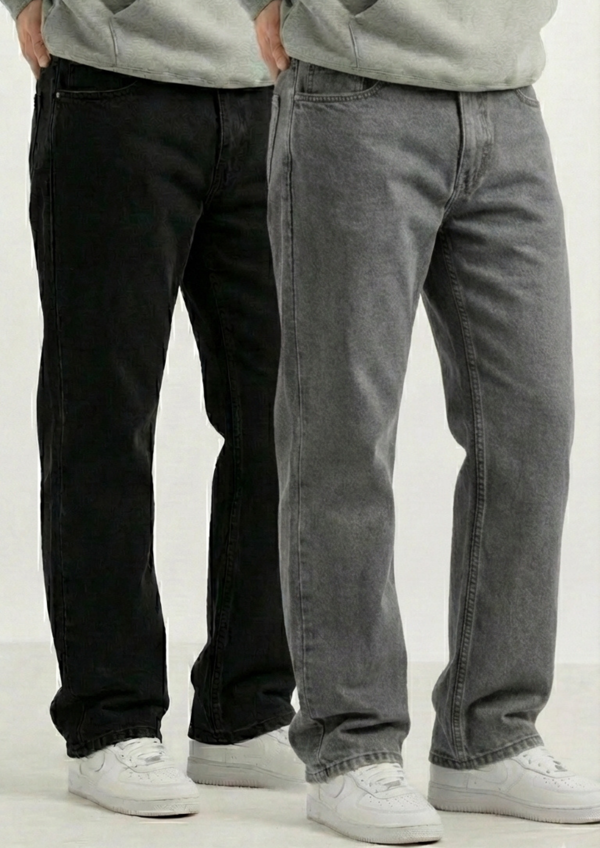 Men's Regular Fit Pack Of 2 - Jeans (Black & Gray)