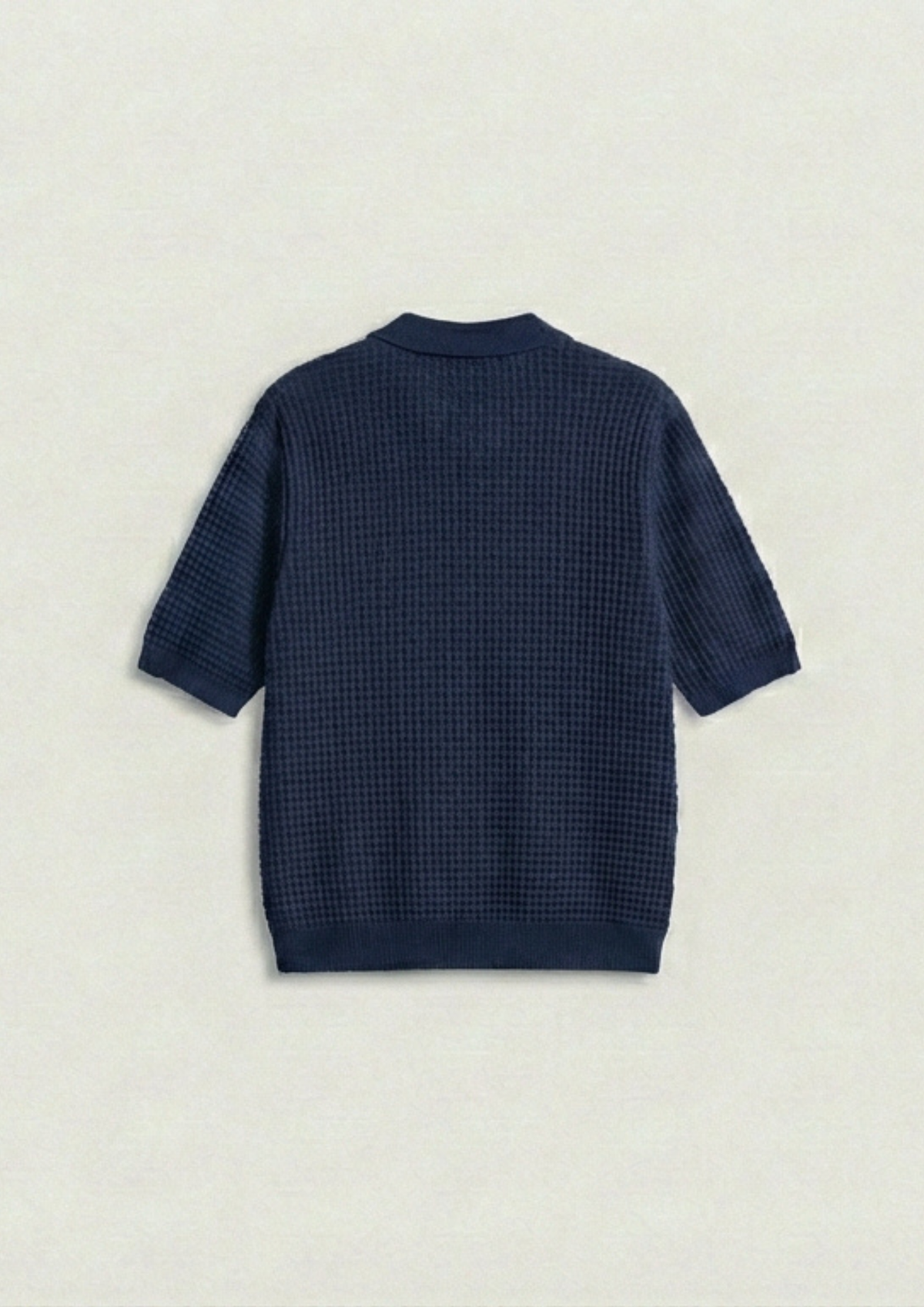 2 Piece Waffle Knit Polo T-Shirt (Navy Blue – Maroon)