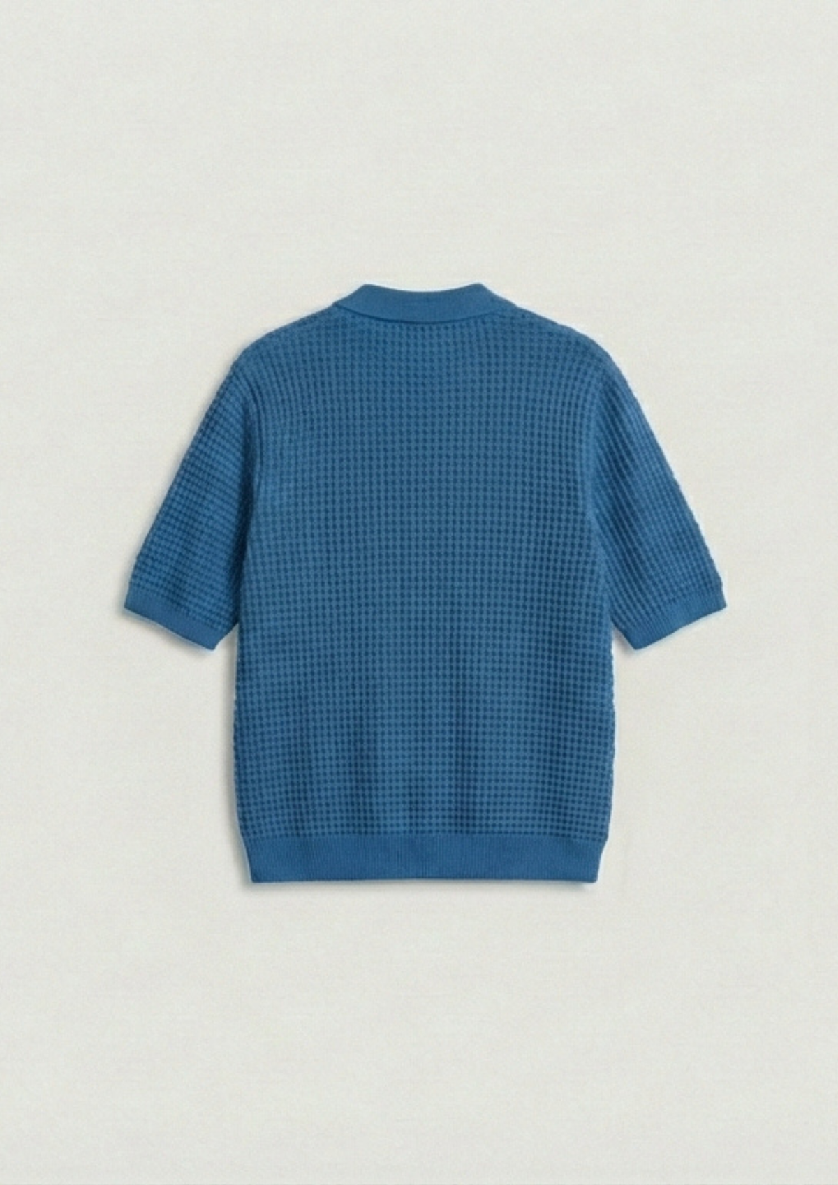 Waffle Knit Polo T-Shirt - Blue