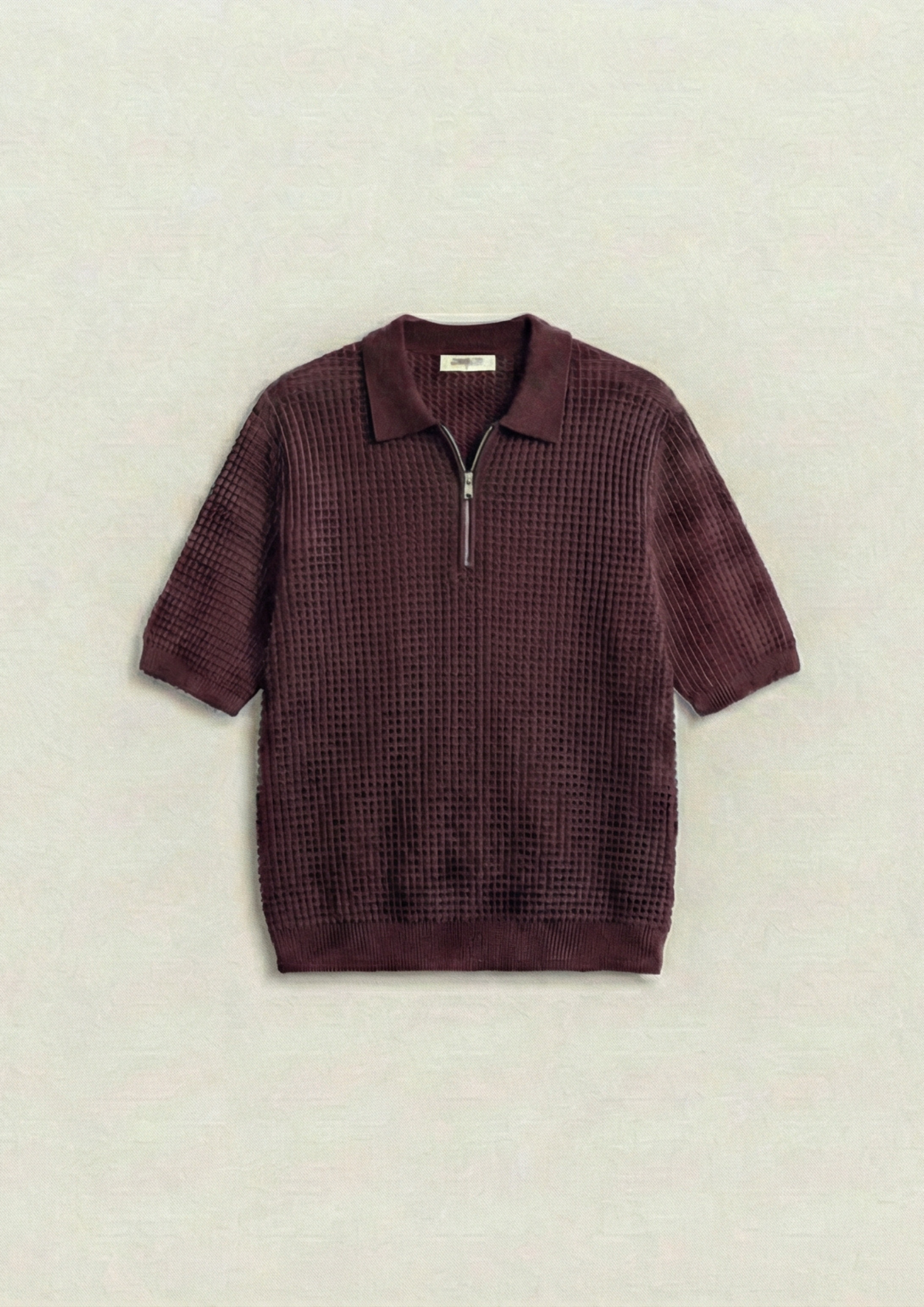 Pack of 2 – Waffle Knit Zipper Polo - (Maroon – Charcoal)