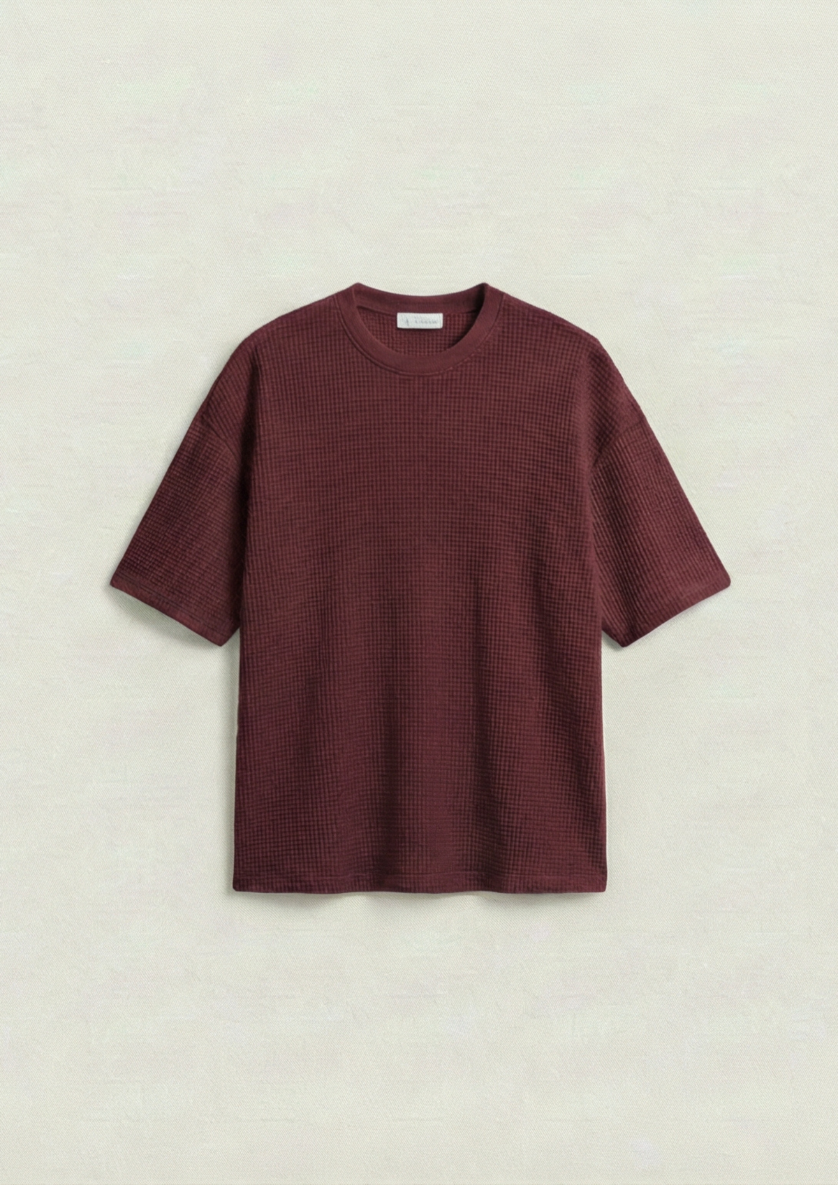 Pack of 2 – Waffle Knit Oversized Tees - (Navy Blue – Maroon)