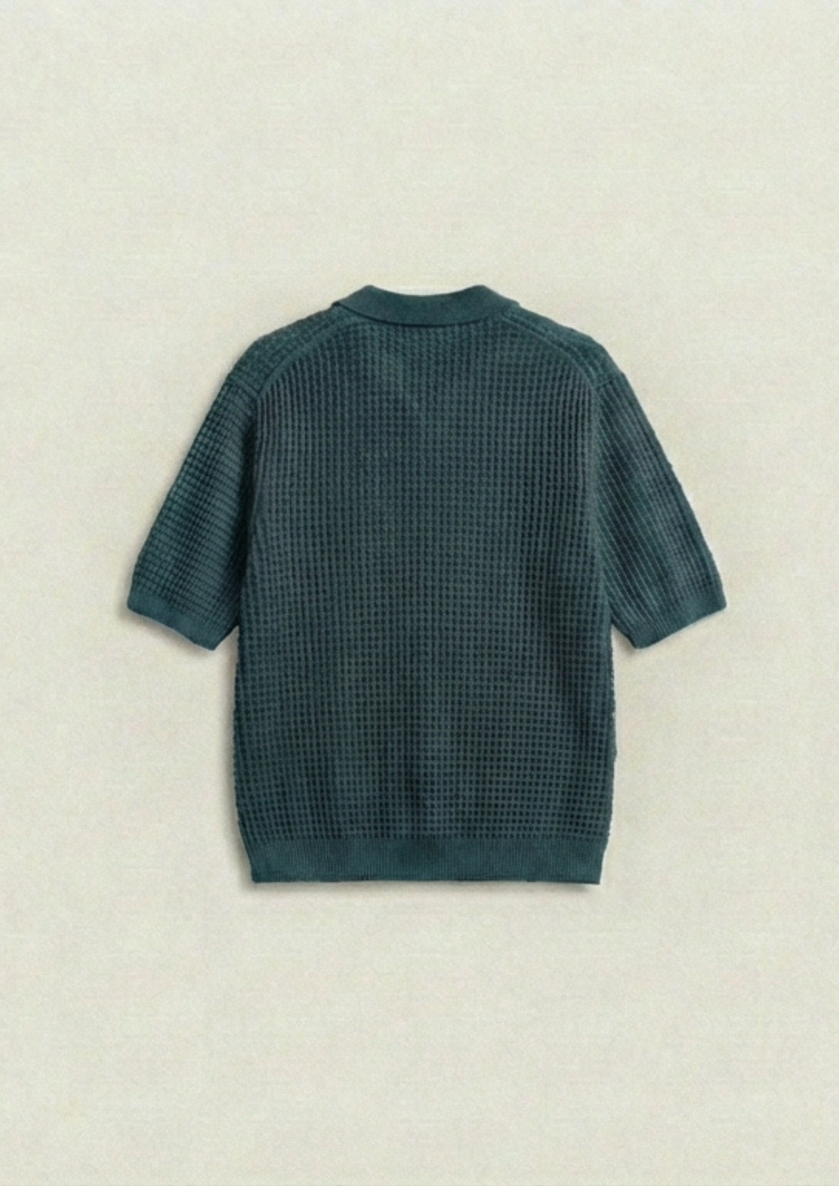 2 Piece Waffle Knit Polo T-Shirt (Black – Dark Teal)