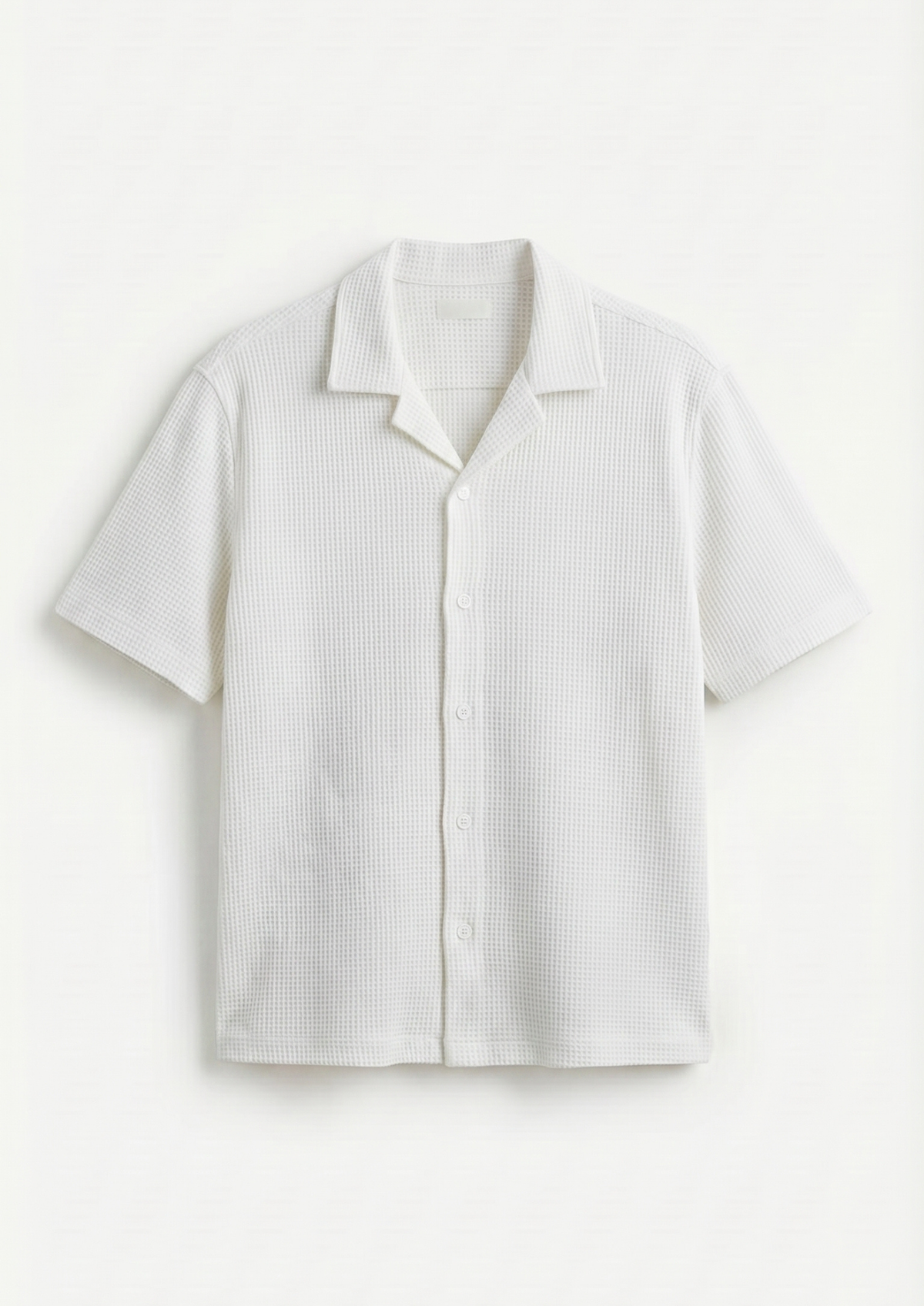 Pack Of 2 Waffle Knit Cuben Collar Shirt - (White - Steel Blue)