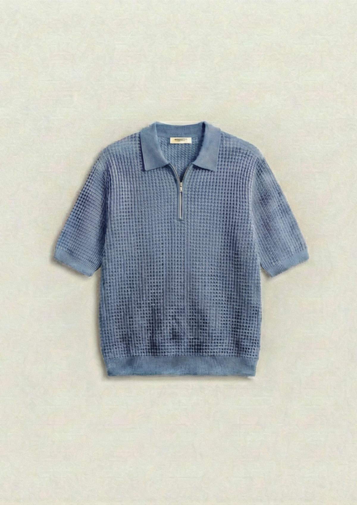 Pack of 2 – Waffle Knit Zipper Polo - (Bottle Green – Light Blue)