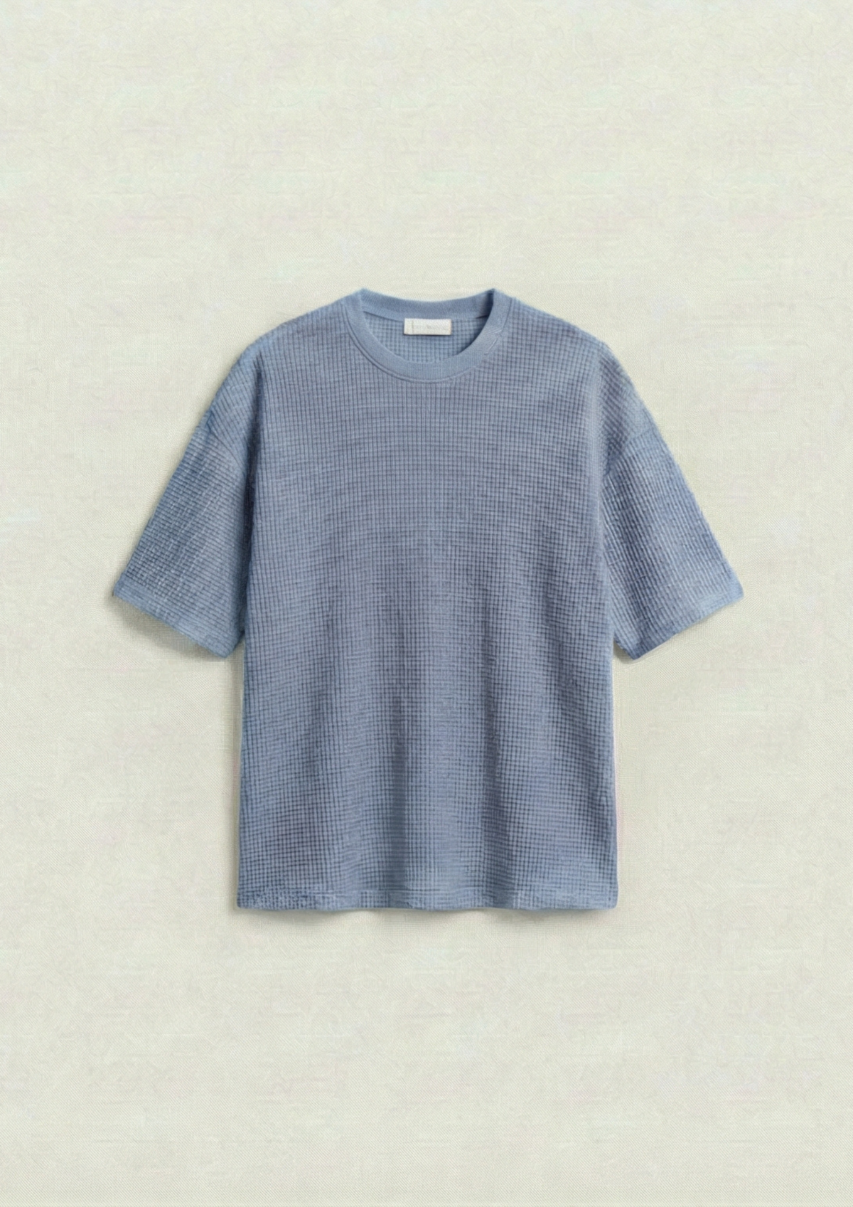 Pack of 2 – Waffle Knit Oversized Tees - (Cream – Light Blue)