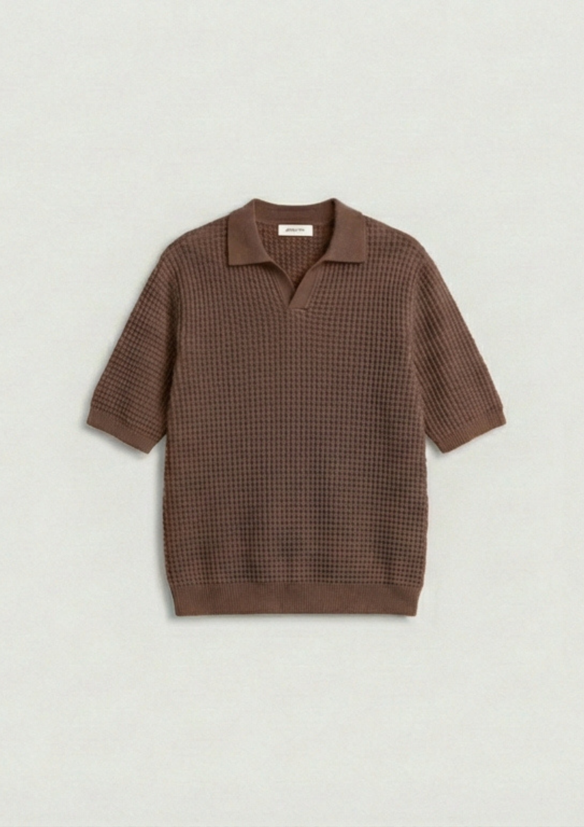 2 Piece Waffle Knit Polo T-Shirt (Steel Blue – Mocha)