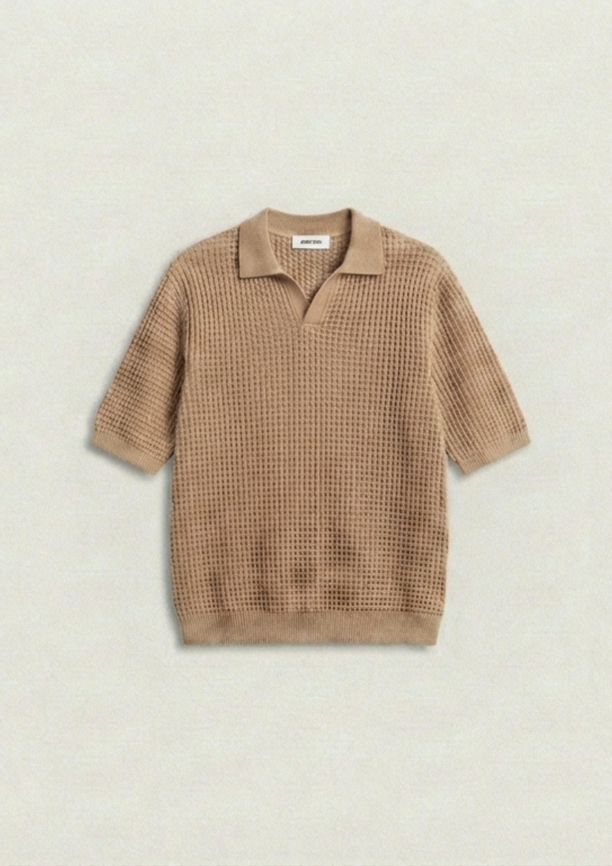 Waffle Knit Polo T-Shirt - Desert sand
