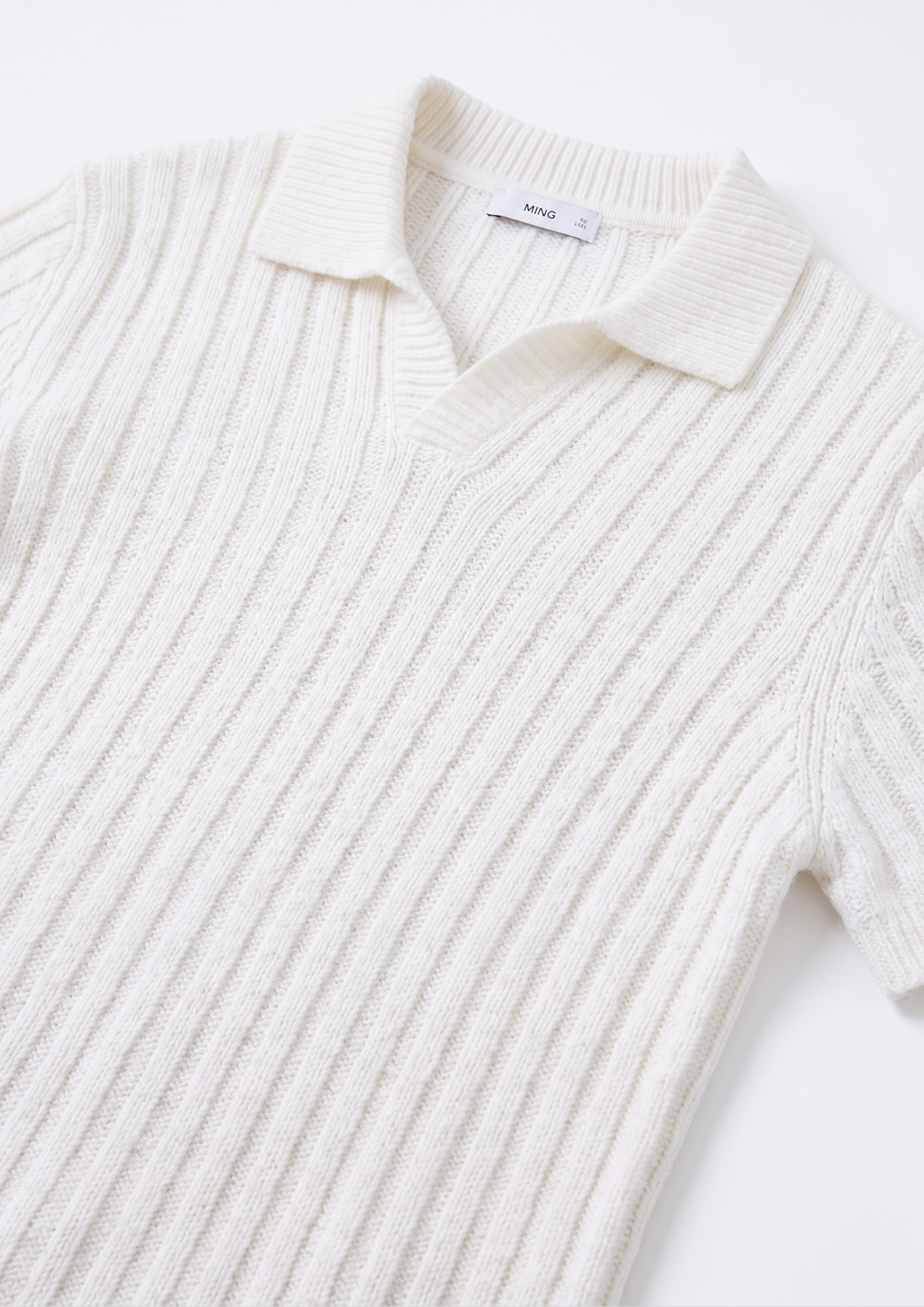 White Premium Ribbed Knit Polo