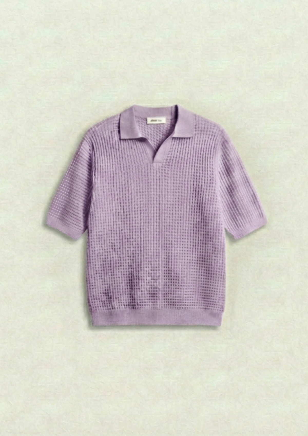 2 Piece Waffle Knit Polo T-Shirt (Steel Blue – Lilac)
