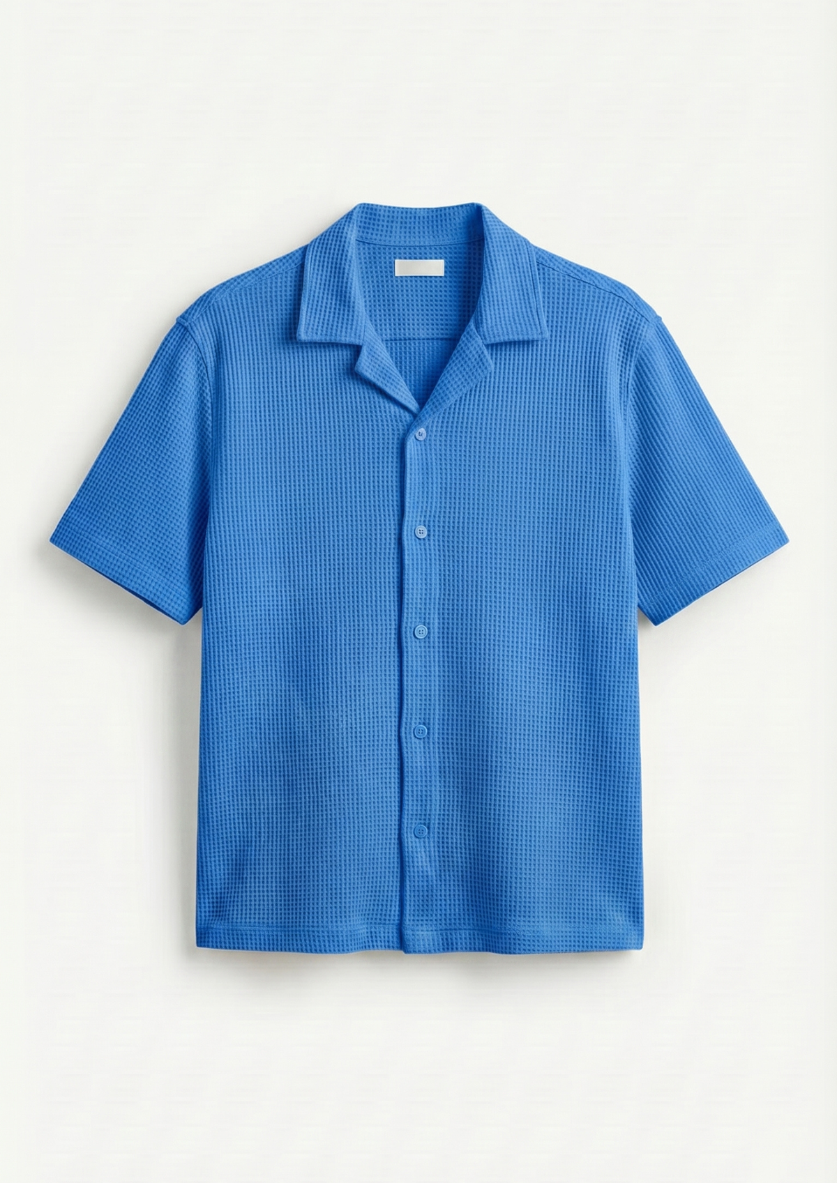Pack Of 2 Waffle Knit Cuben Collar Shirt - (Dodger Blue – Navy Blue)