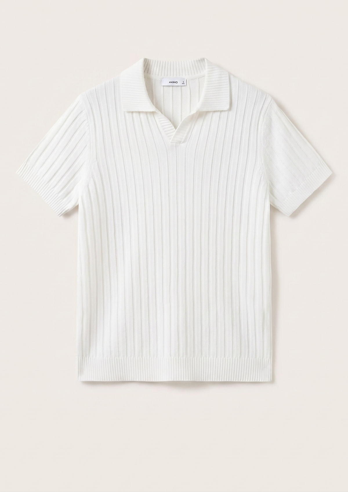 White Premium Ribbed Knit Polo