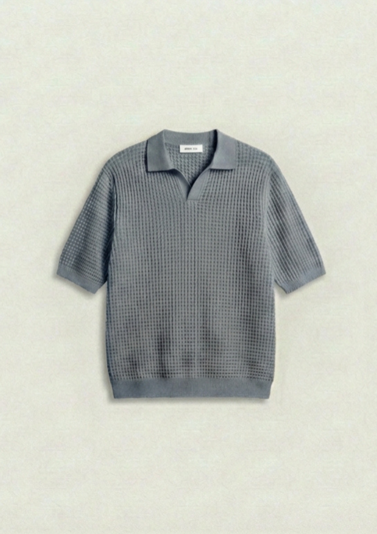 2 Piece Waffle Knit Polo T-Shirt (Dodger Blue – Steel Gray)
