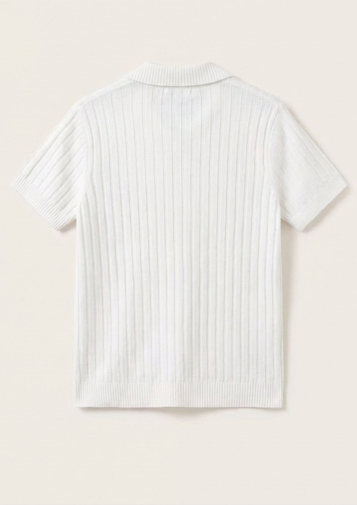 White Premium Ribbed Knit Polo