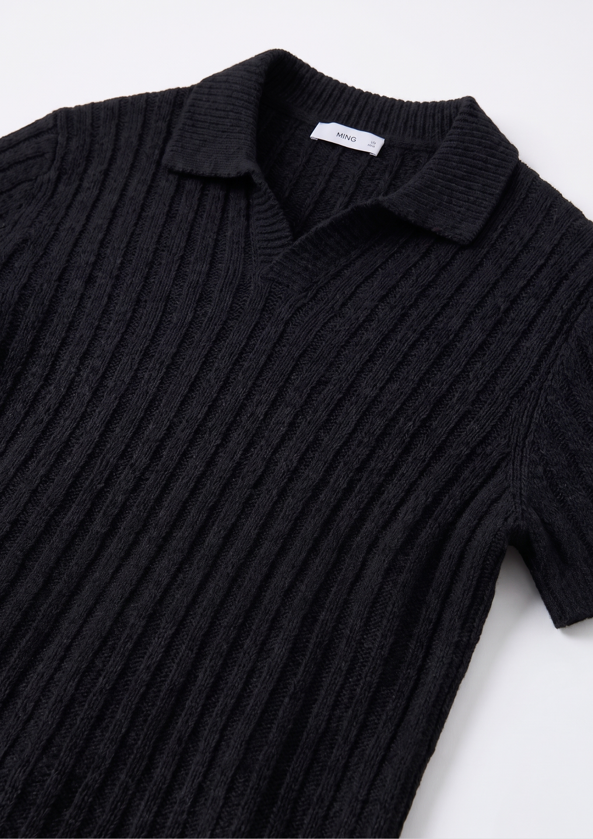 Black Premium Ribbed Knit Polo
