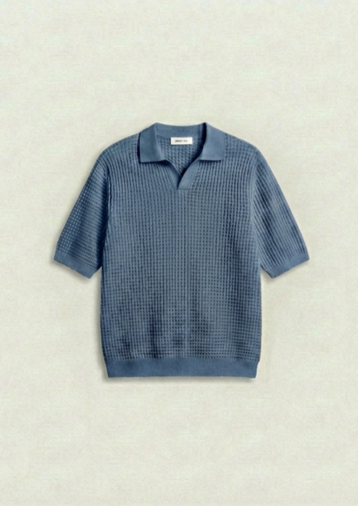 2 Piece Waffle Knit Polo T-Shirt (Steel Blue – Charcoal)