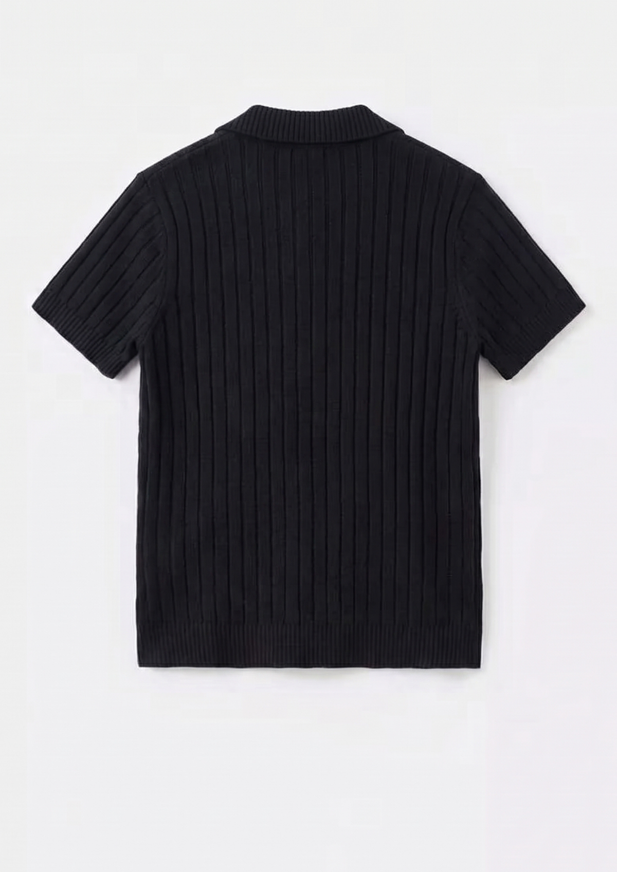 Black Premium Ribbed Knit Polo