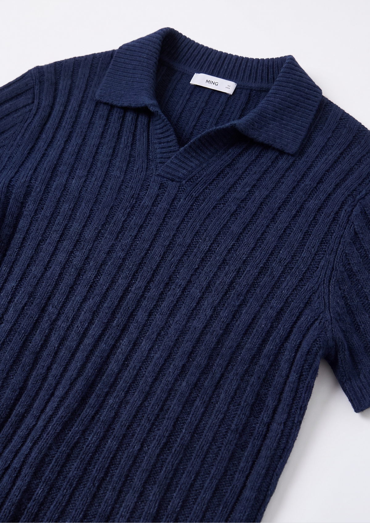 Navy Blue Premium Ribbed Knit Polo