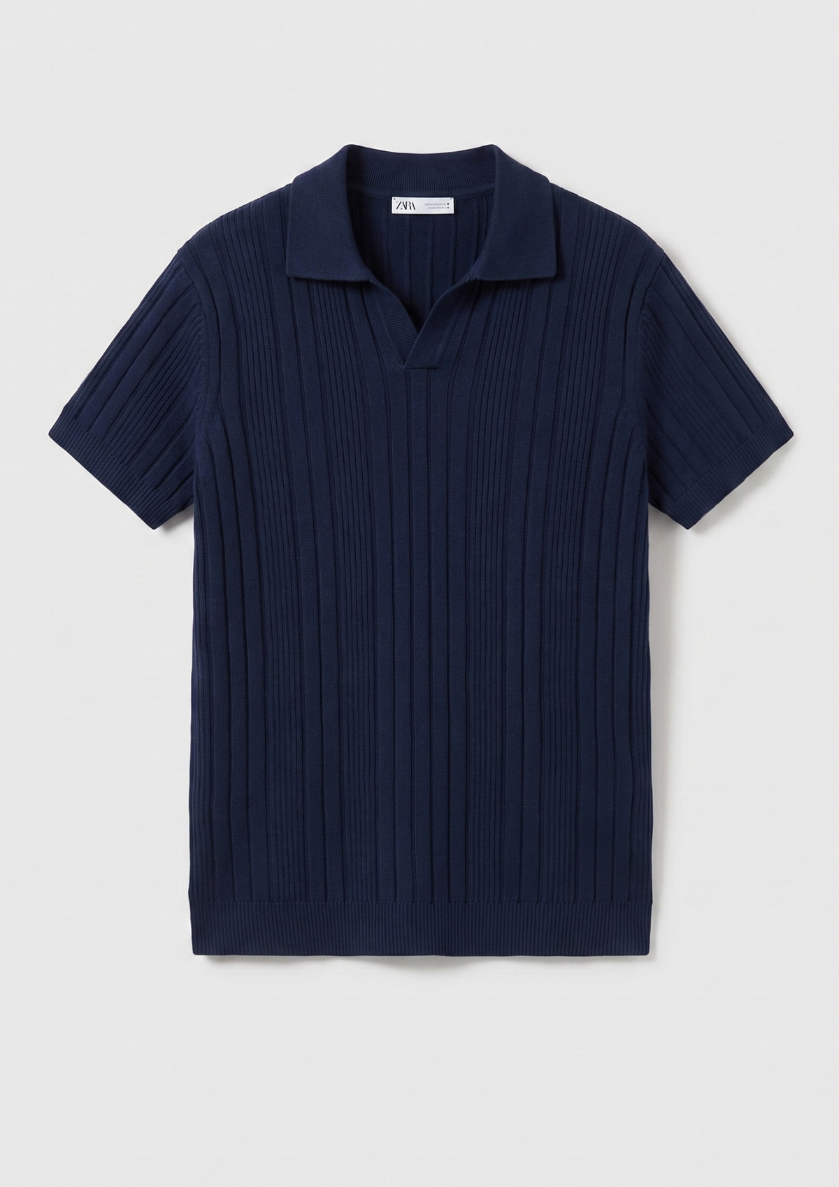 Navy Blue Premium Ribbed Knit Polo