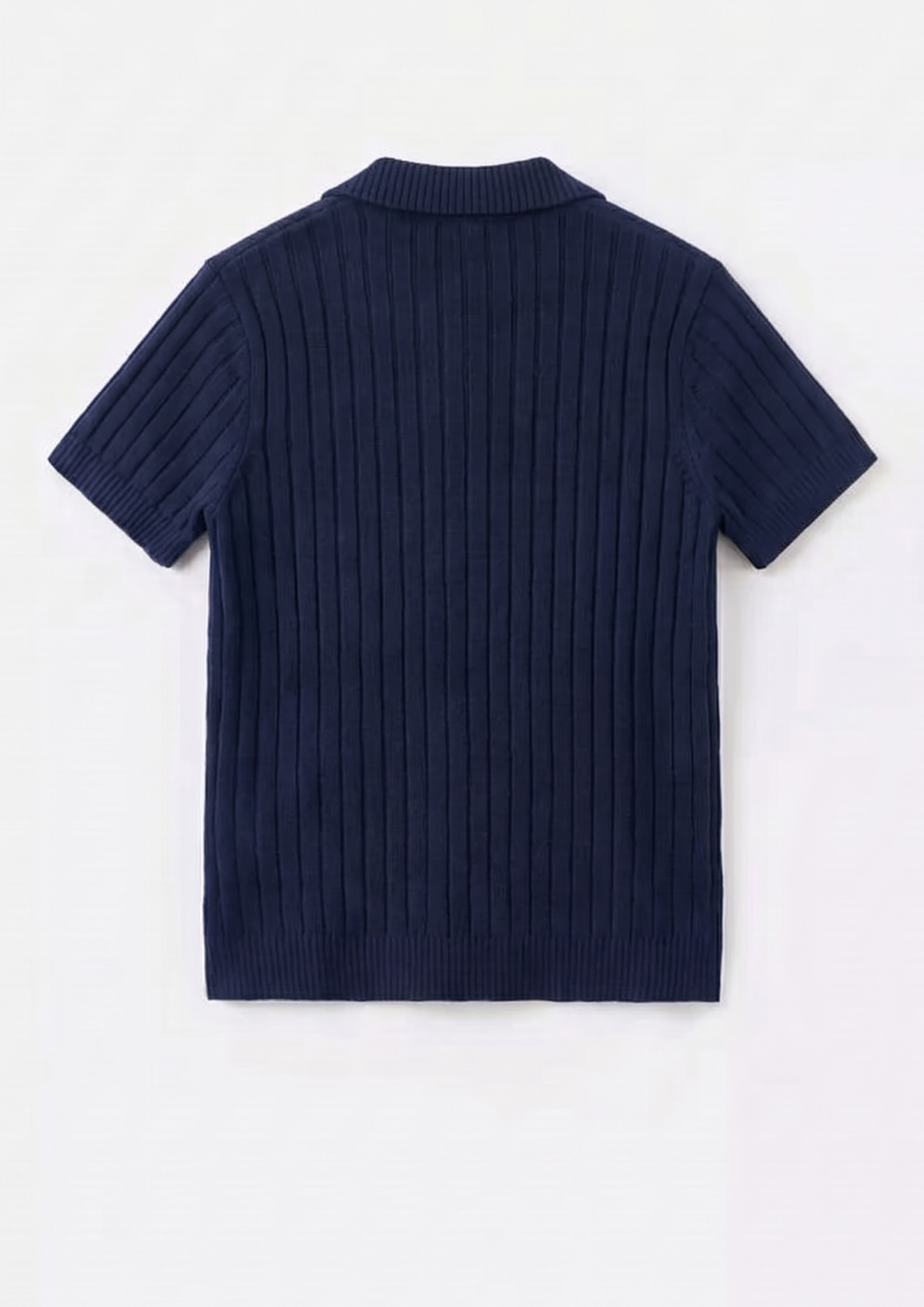 Navy Blue Premium Ribbed Knit Polo