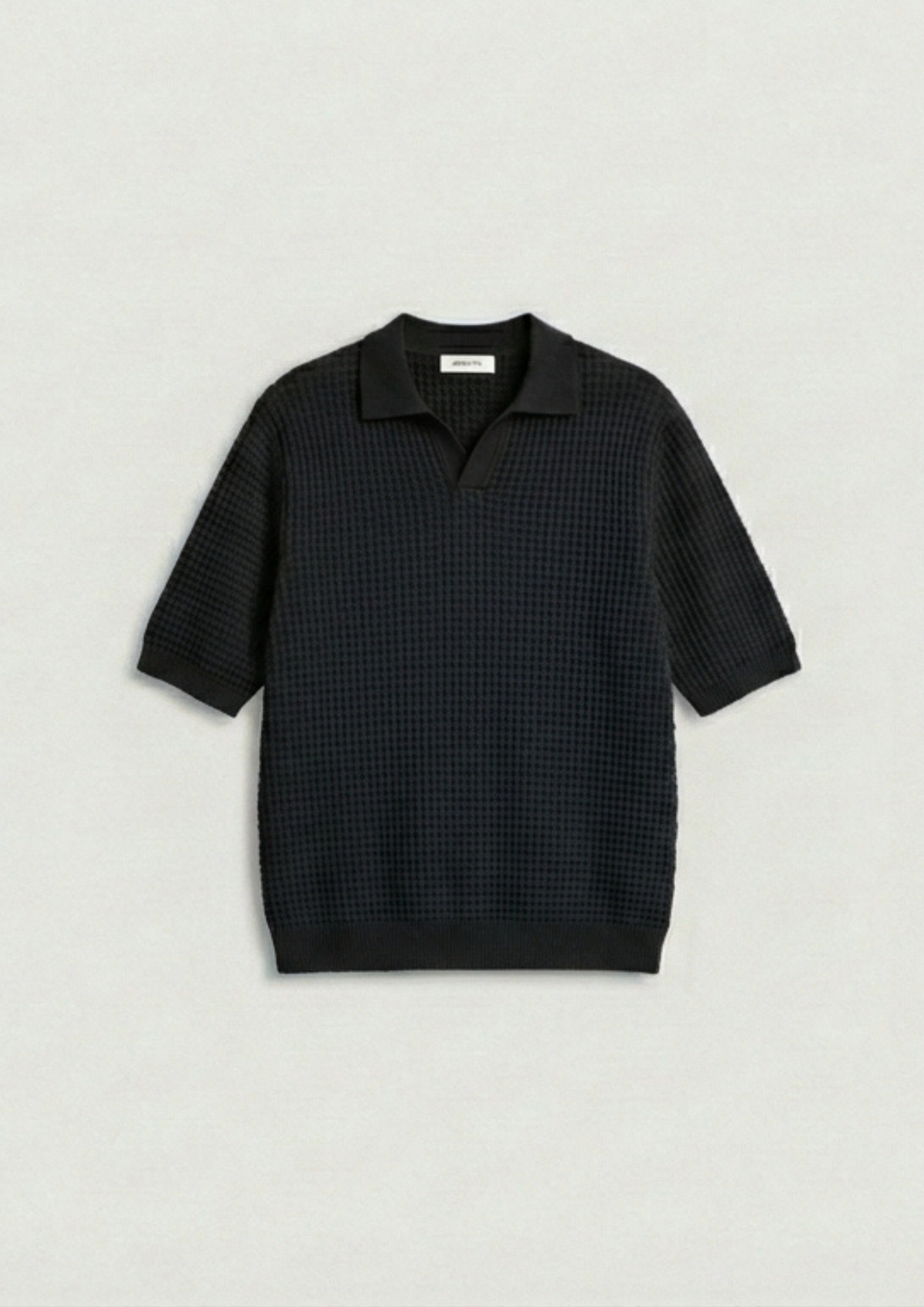 2 Piece Waffle Knit Polo T-Shirt (Dodger Blue – Black)