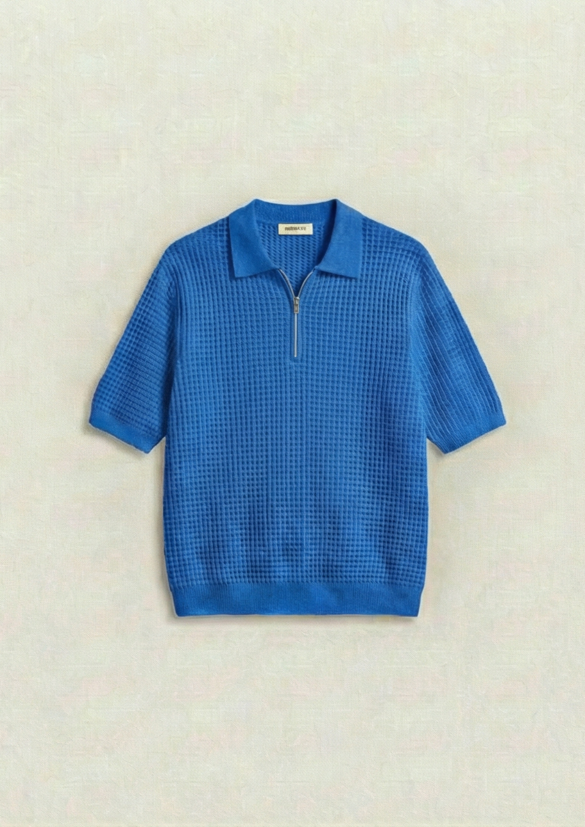 Pack of 2 – Waffle Knit Zipper Polo - (White – Dodger Blue)