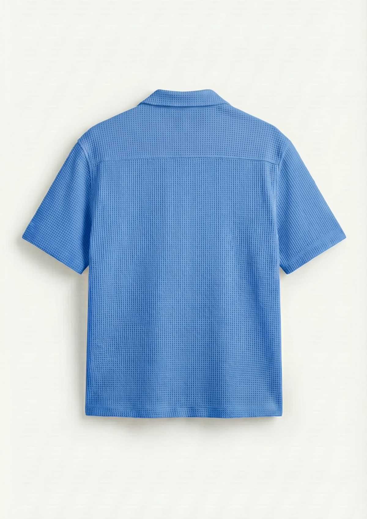 Pack Of 2 Waffle Knit Cuben Collar Shirt - (Dodger Blue – Bottle Green)