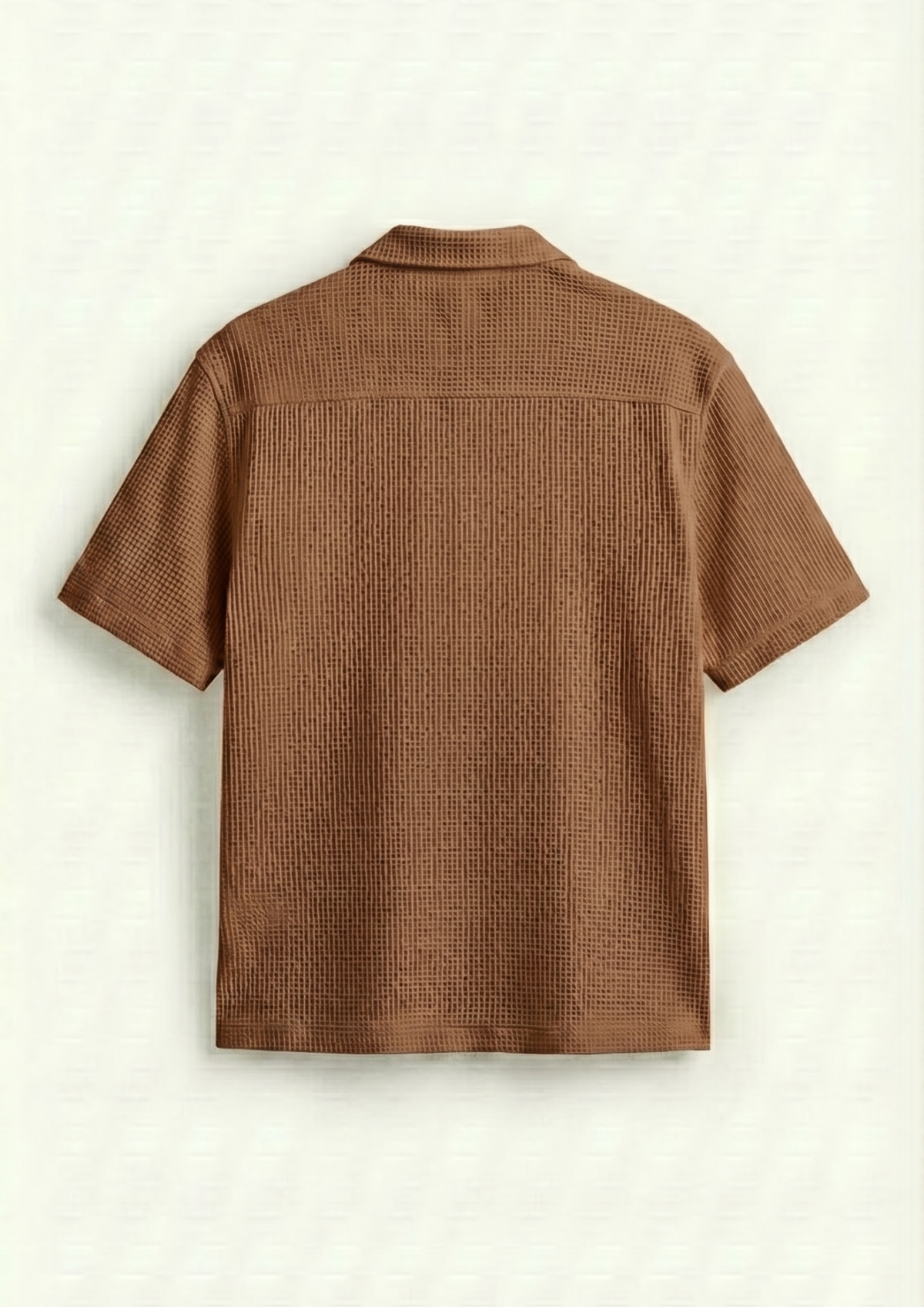 Pack Of 2 Waffle Knit Cuben Collar Shirt -(Brown – Steel Gray)