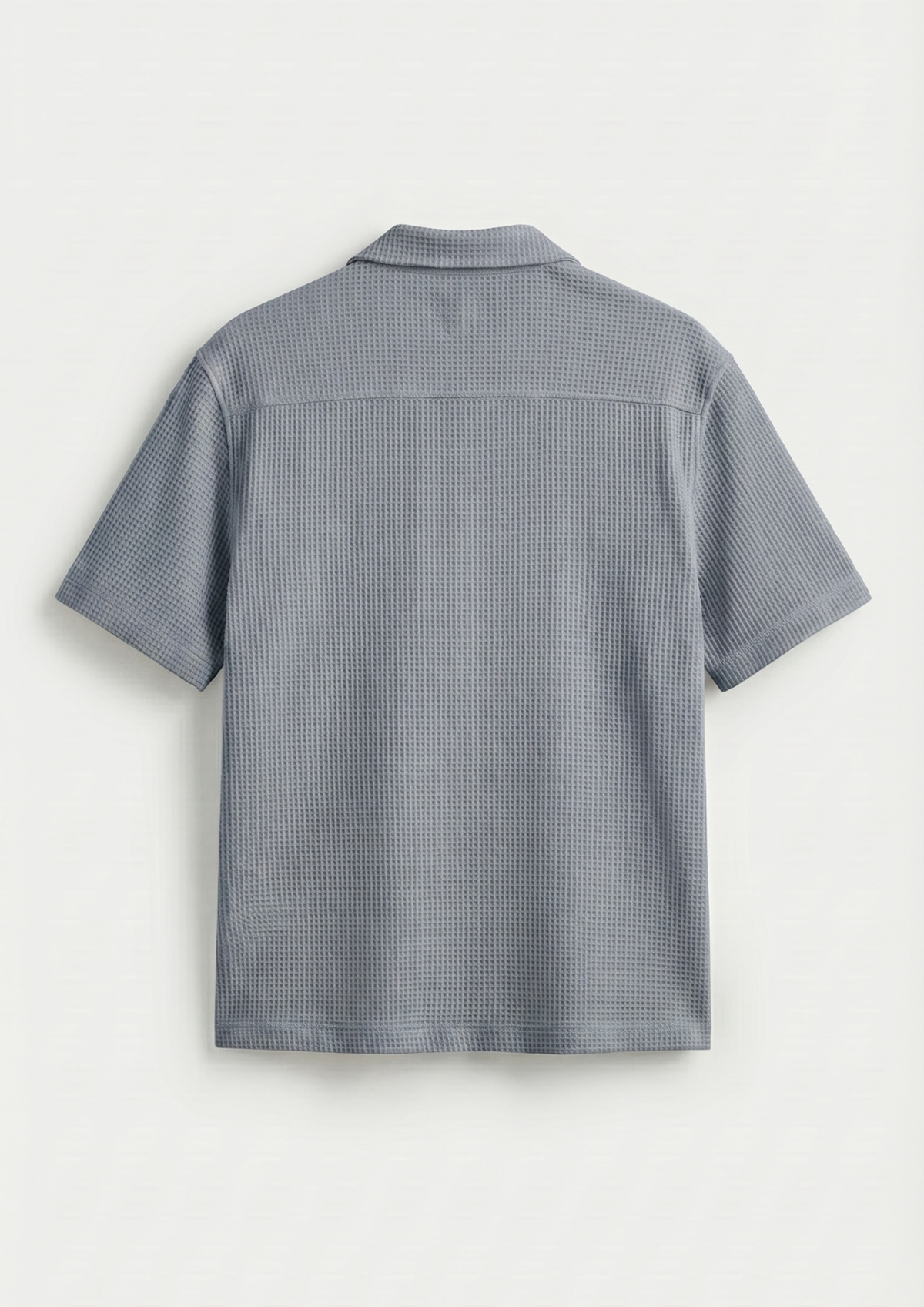 Waffle Knit Cuben Collar Shirt - steel gray