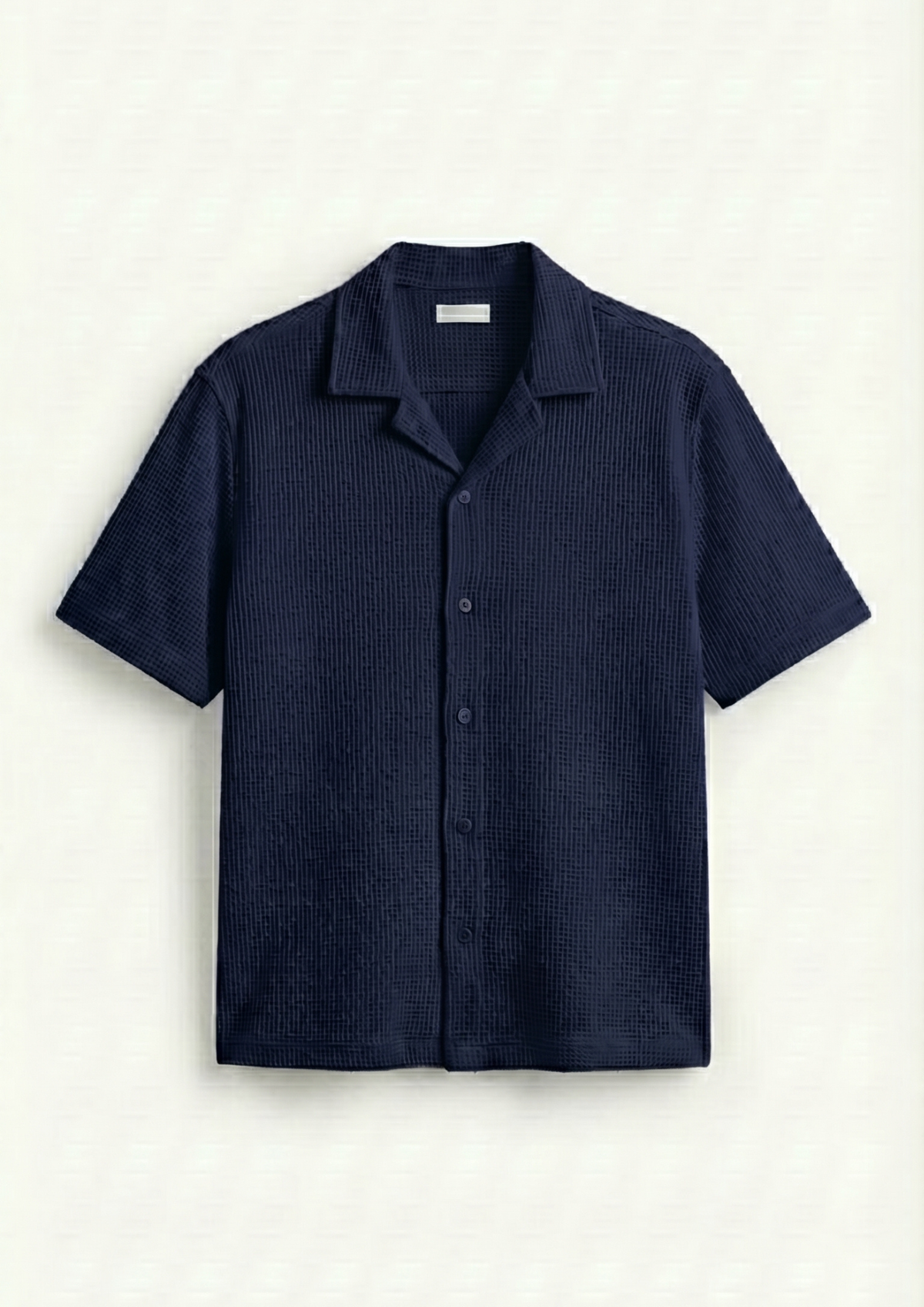 Pack Of 2 Waffle Knit Cuben Collar Shirt -(Navy Blue – Charcoal)