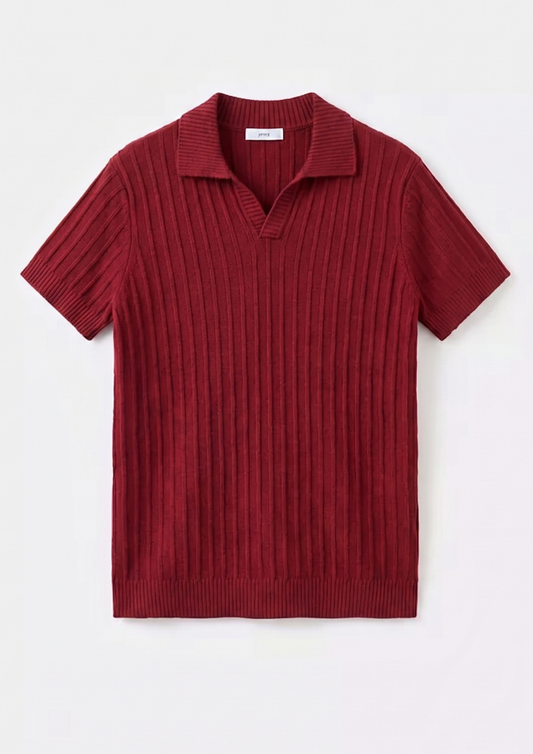 Red Premium Ribbed Knit Polo