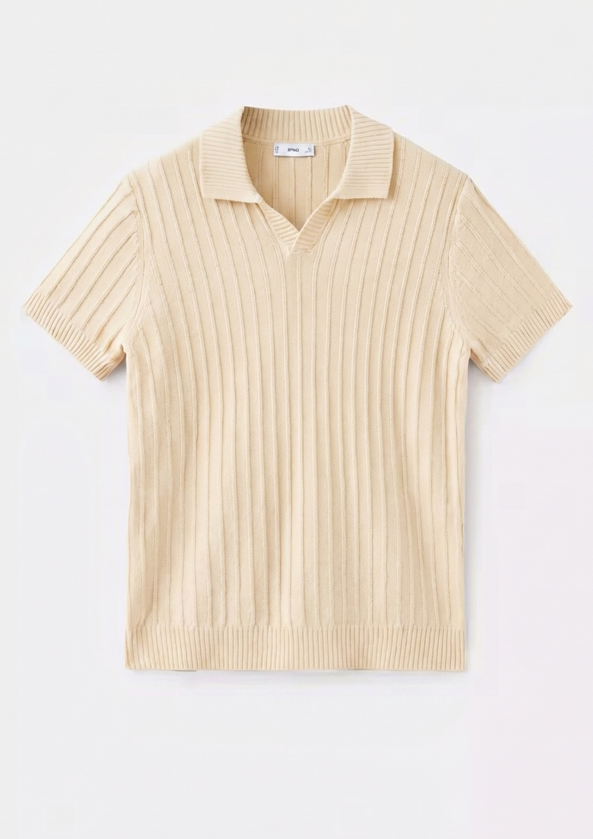 Cream Premium Ribbed Knit Polo