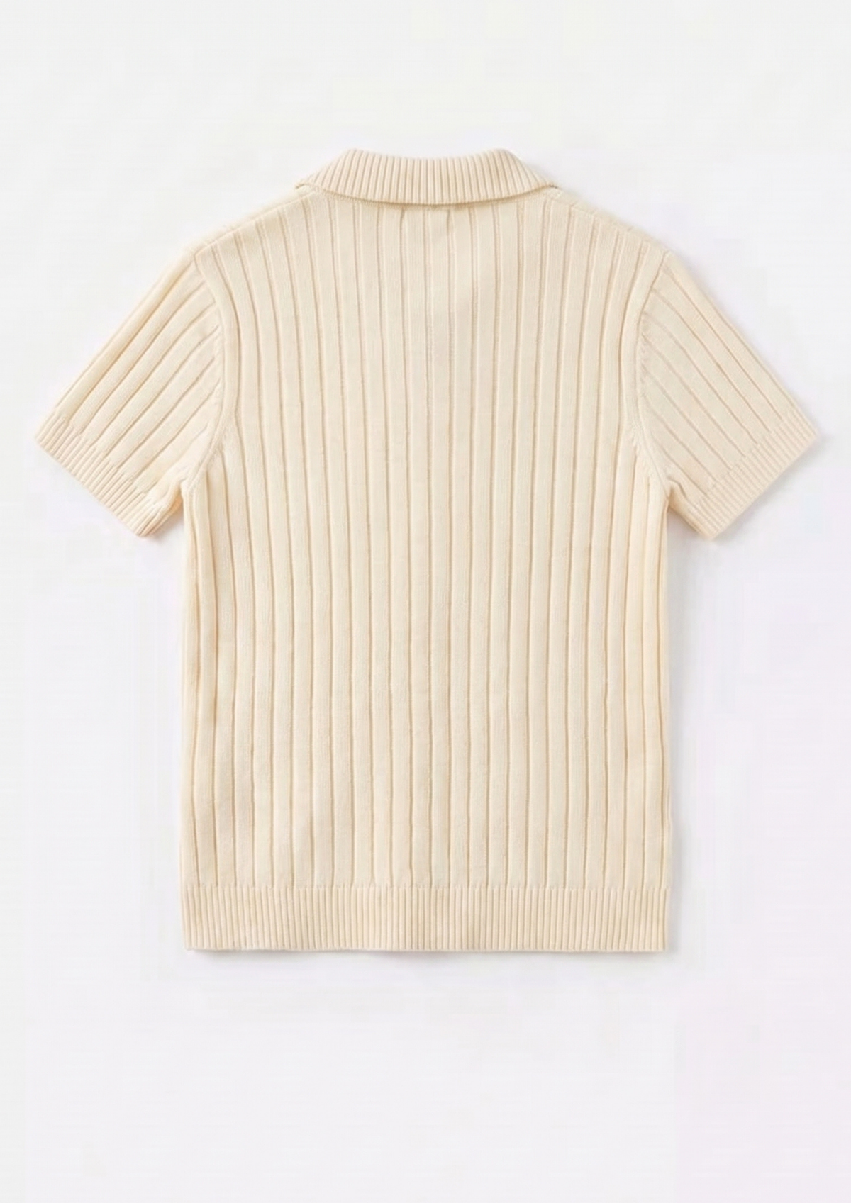 Cream Premium Ribbed Knit Polo