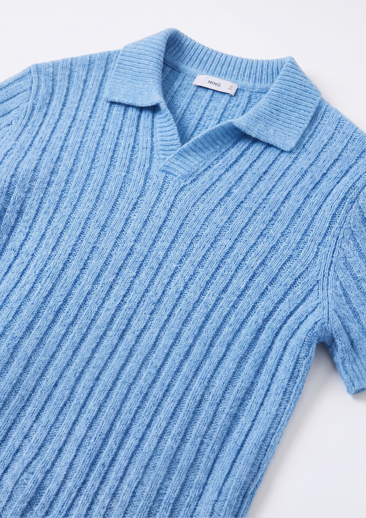 Sky blue Premium Ribbed Knit Polo