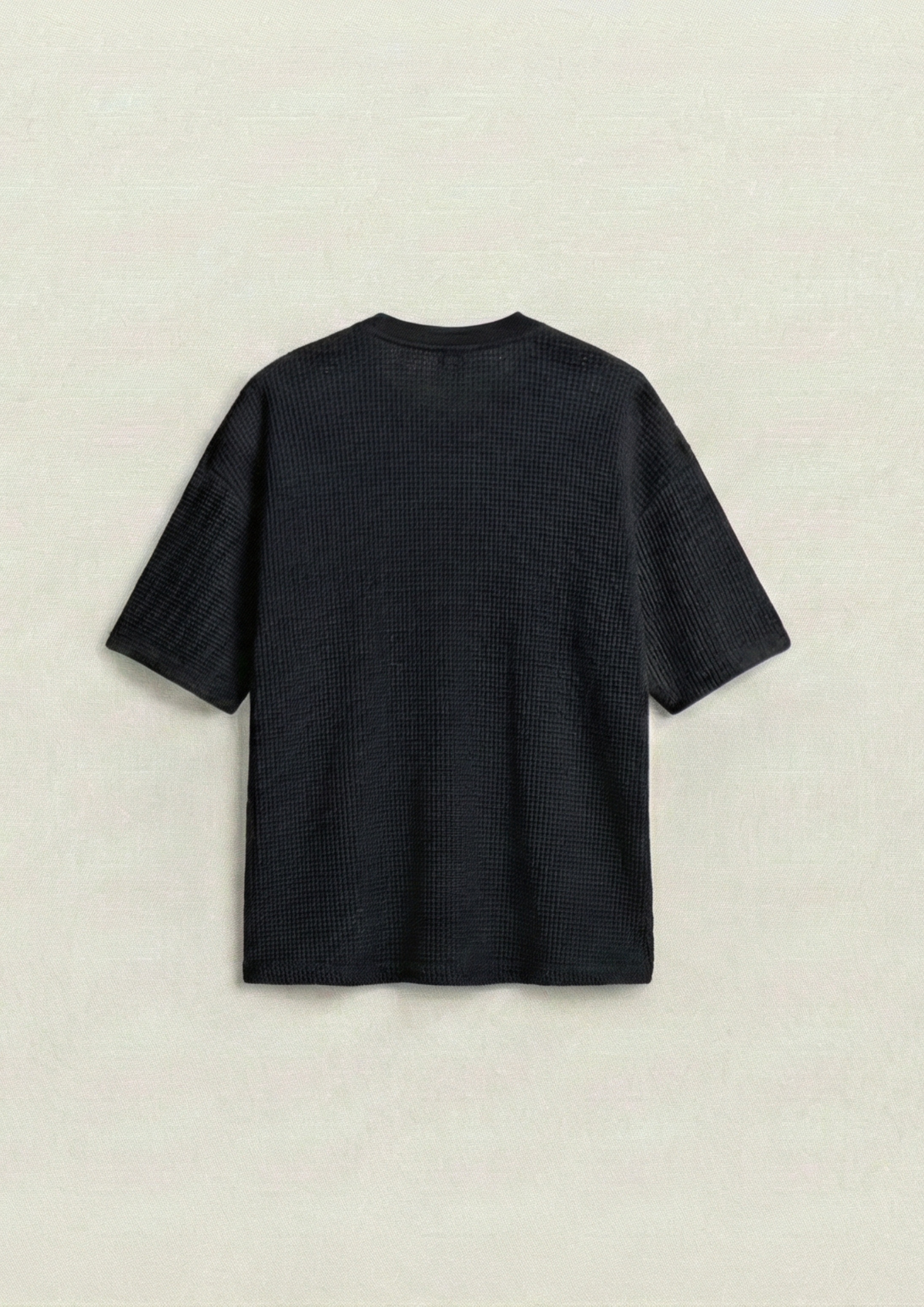 Waffle Knit Oversized Tees - Black